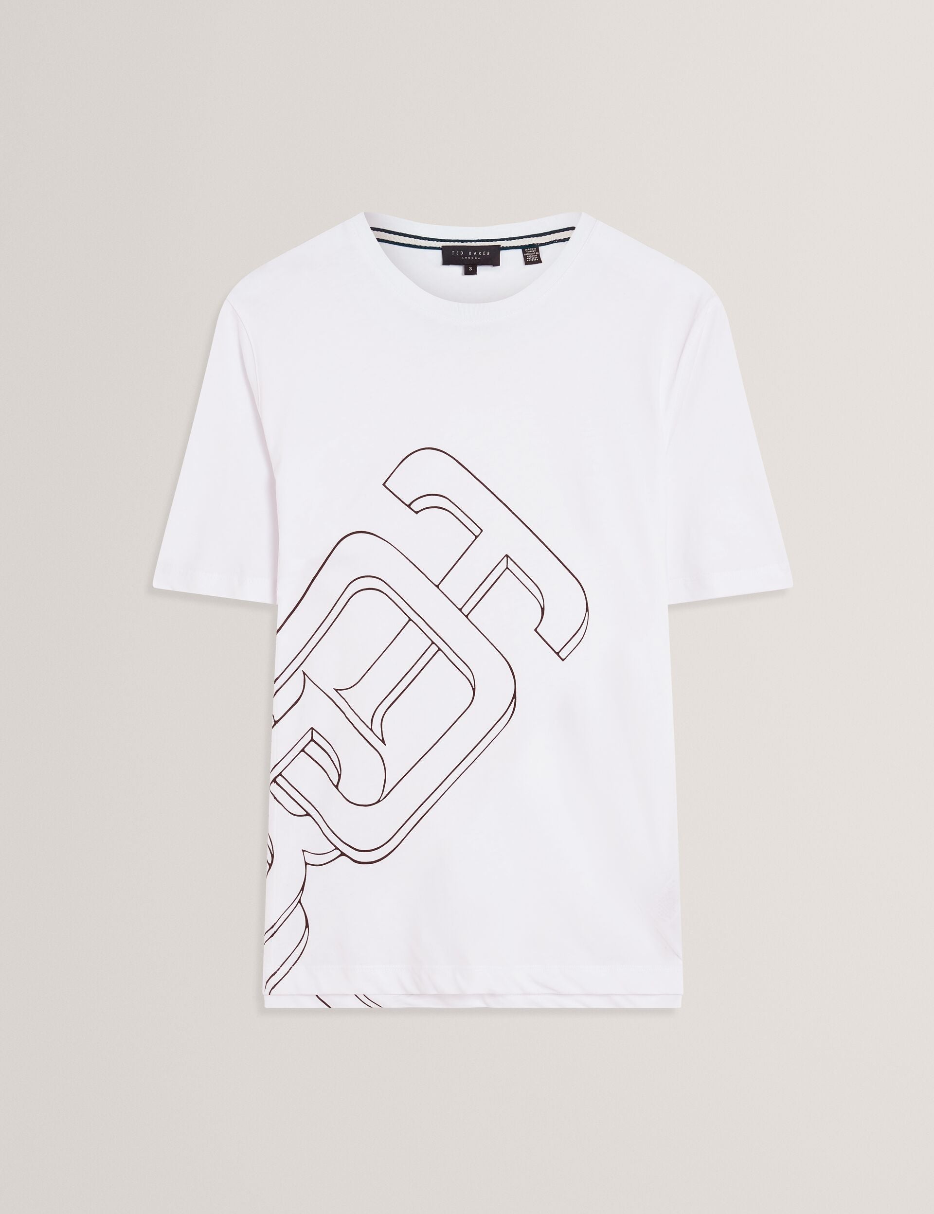 Ted Baker Craigey White Logo Graphic Crew Neck Cotton Tshirt
