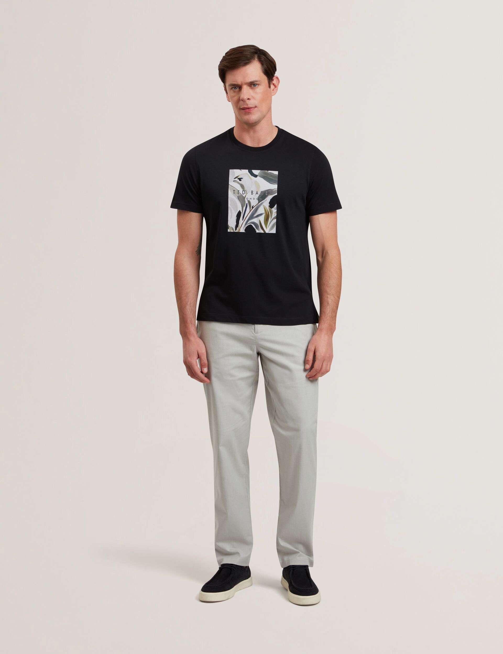 Ted Baker Justino Black Branded Box Print Graphic Cotton Tshirt