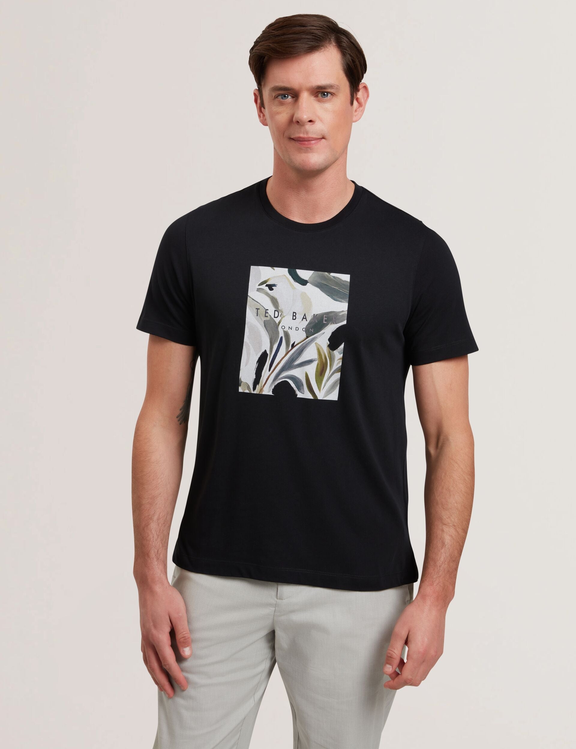 Ted Baker Justino Black Branded Box Print Graphic Cotton Tshirt
