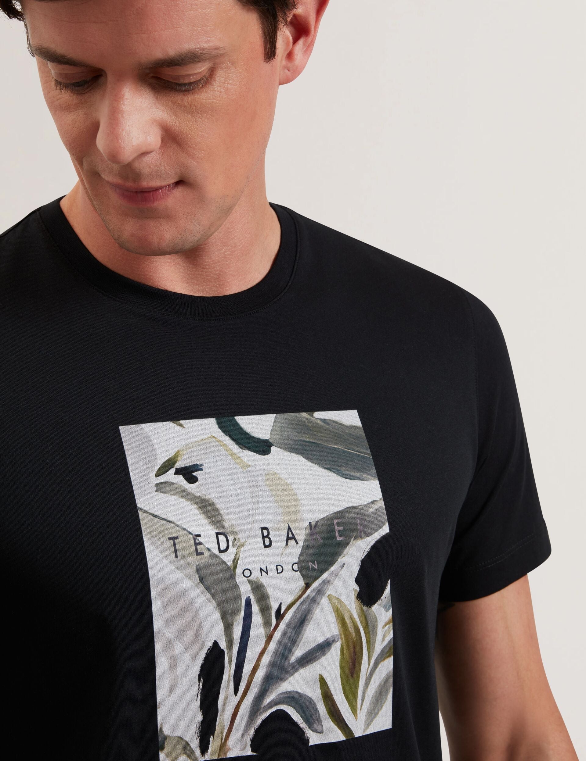 Ted Baker Justino Black Branded Box Print Graphic Cotton Tshirt