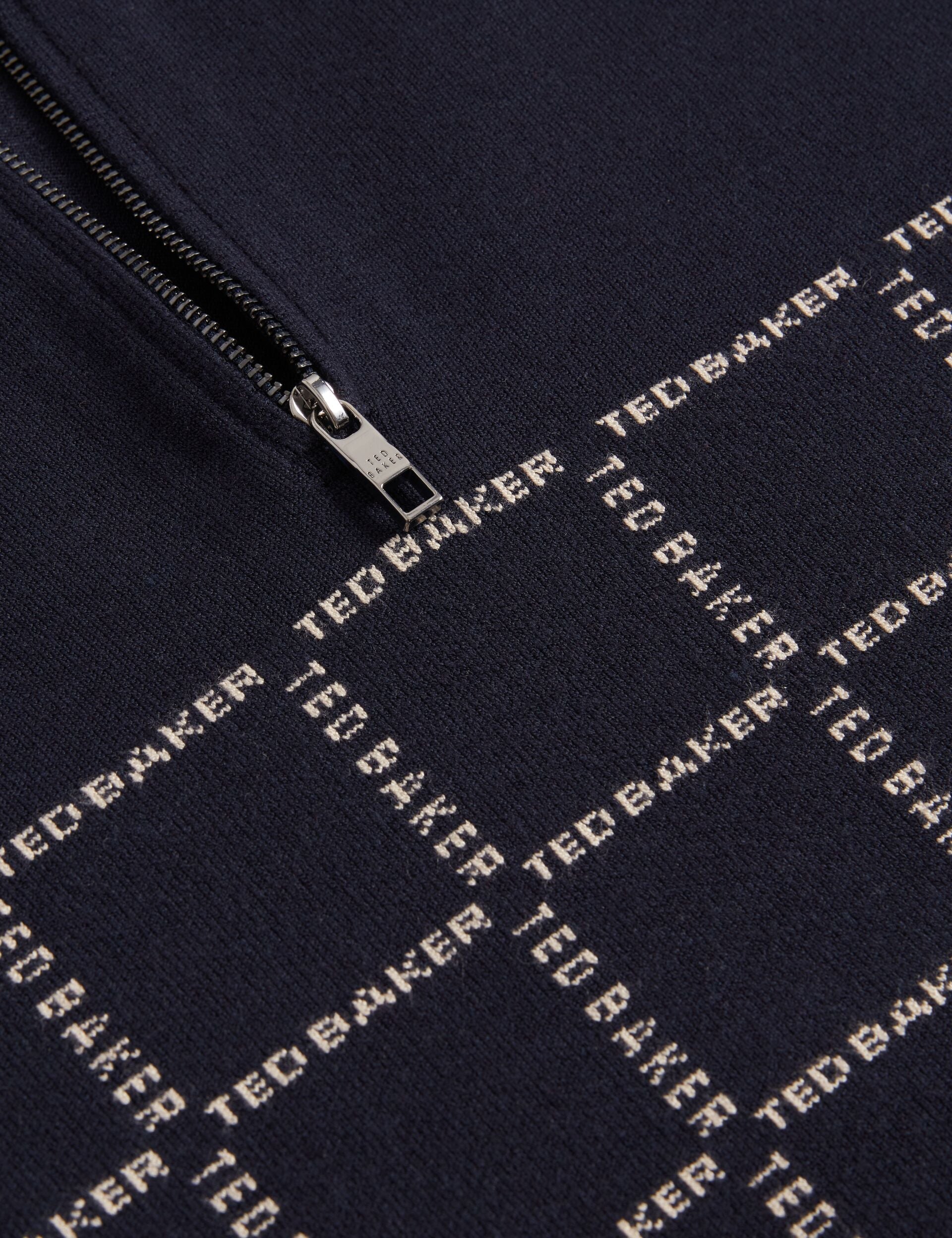Ted Baker Robinsn Branded Check Panel Half Zip Jumper