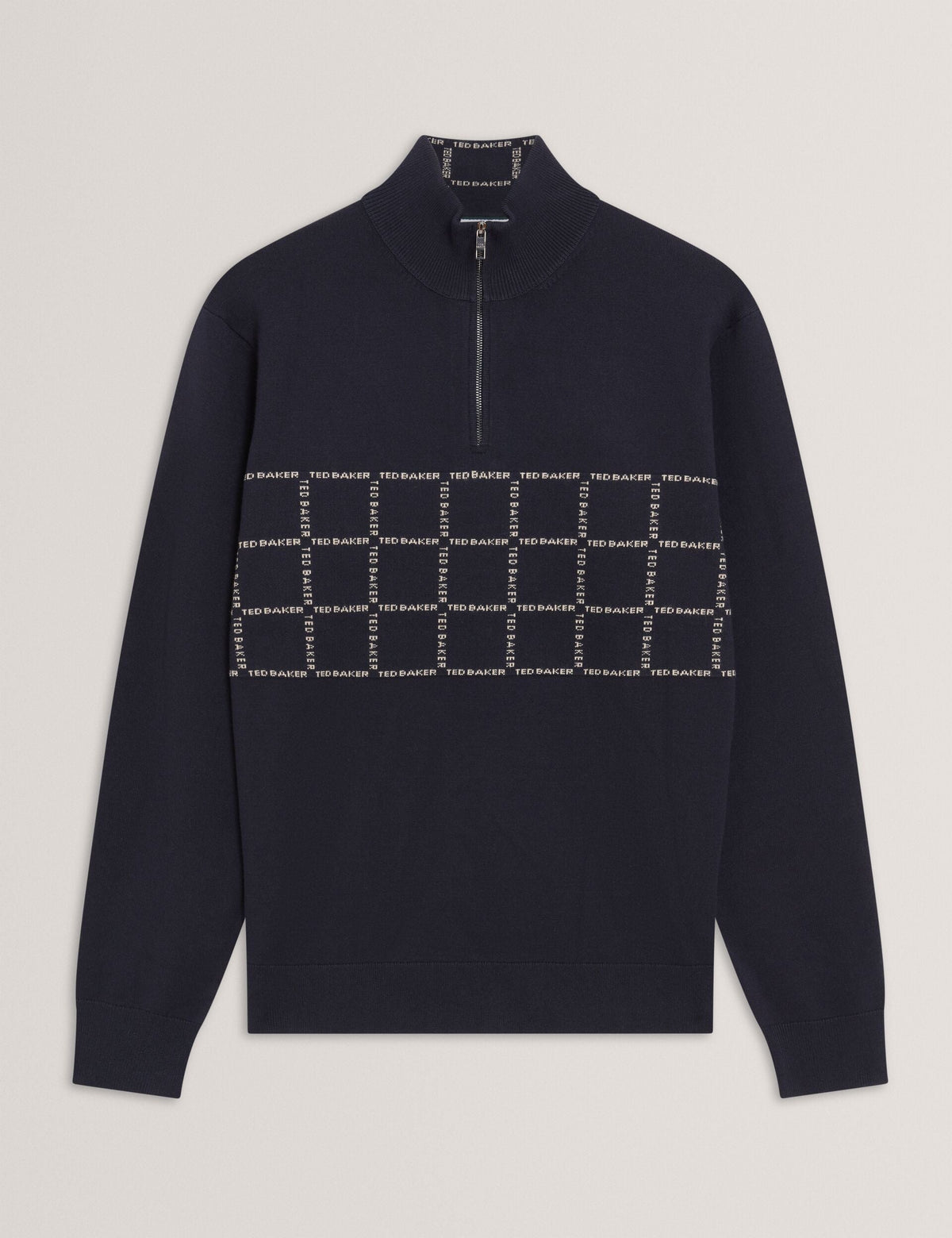 Ted Baker Robinsn Branded Check Panel Half Zip Jumper