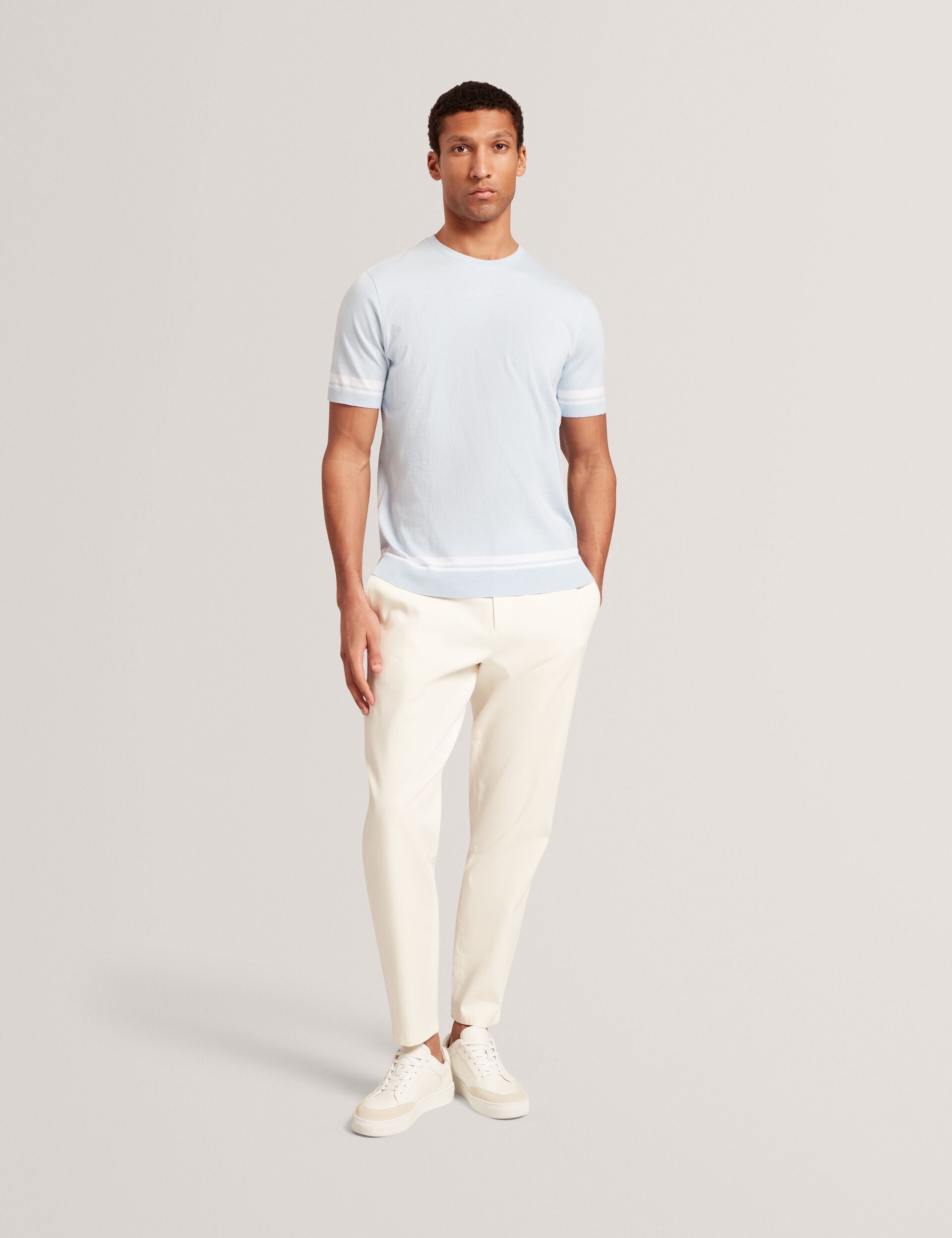 Ted Baker Eauts Block Stripe Trim Cotton Knit Tshirt