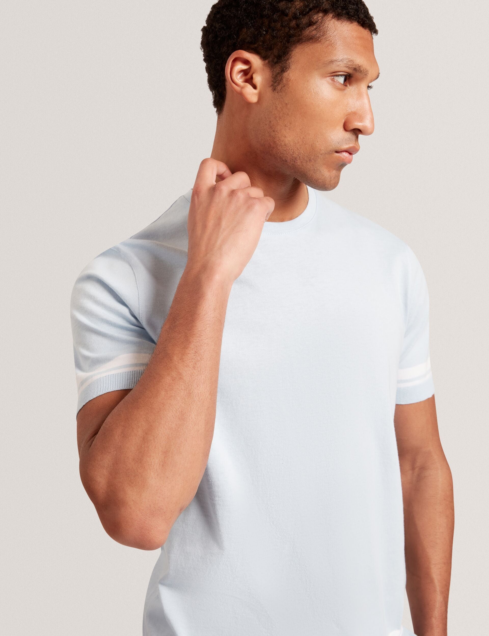 Ted Baker Eauts Block Stripe Trim Cotton Knit Tshirt