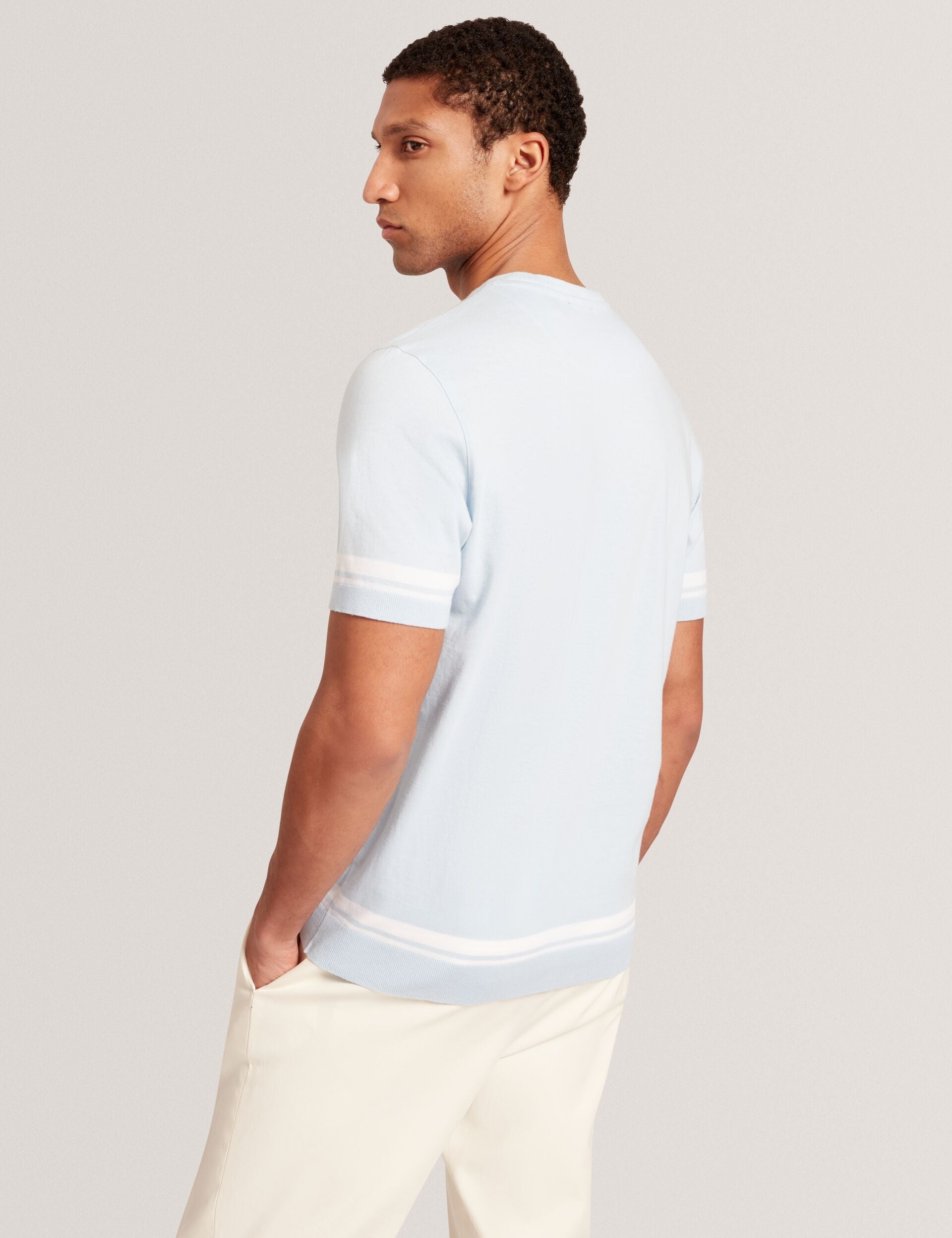 Ted Baker Eauts Block Stripe Trim Cotton Knit Tshirt