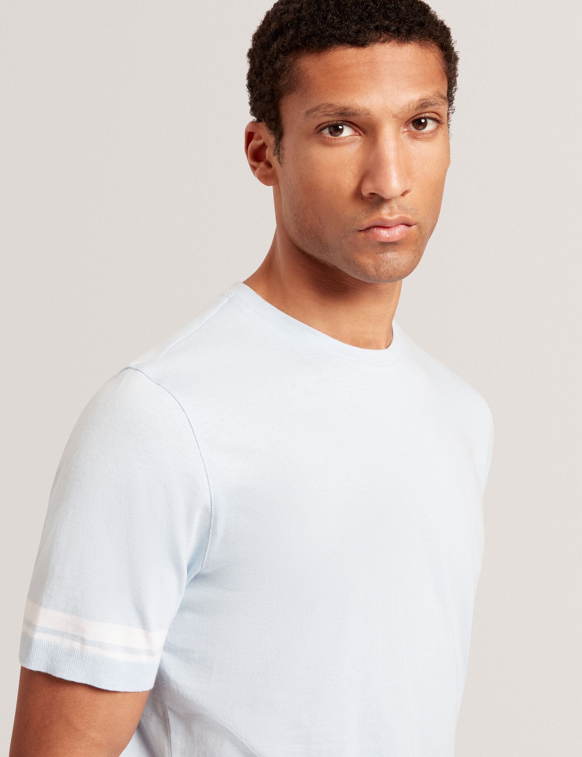 Ted Baker Eauts Block Stripe Trim Cotton Knit Tshirt