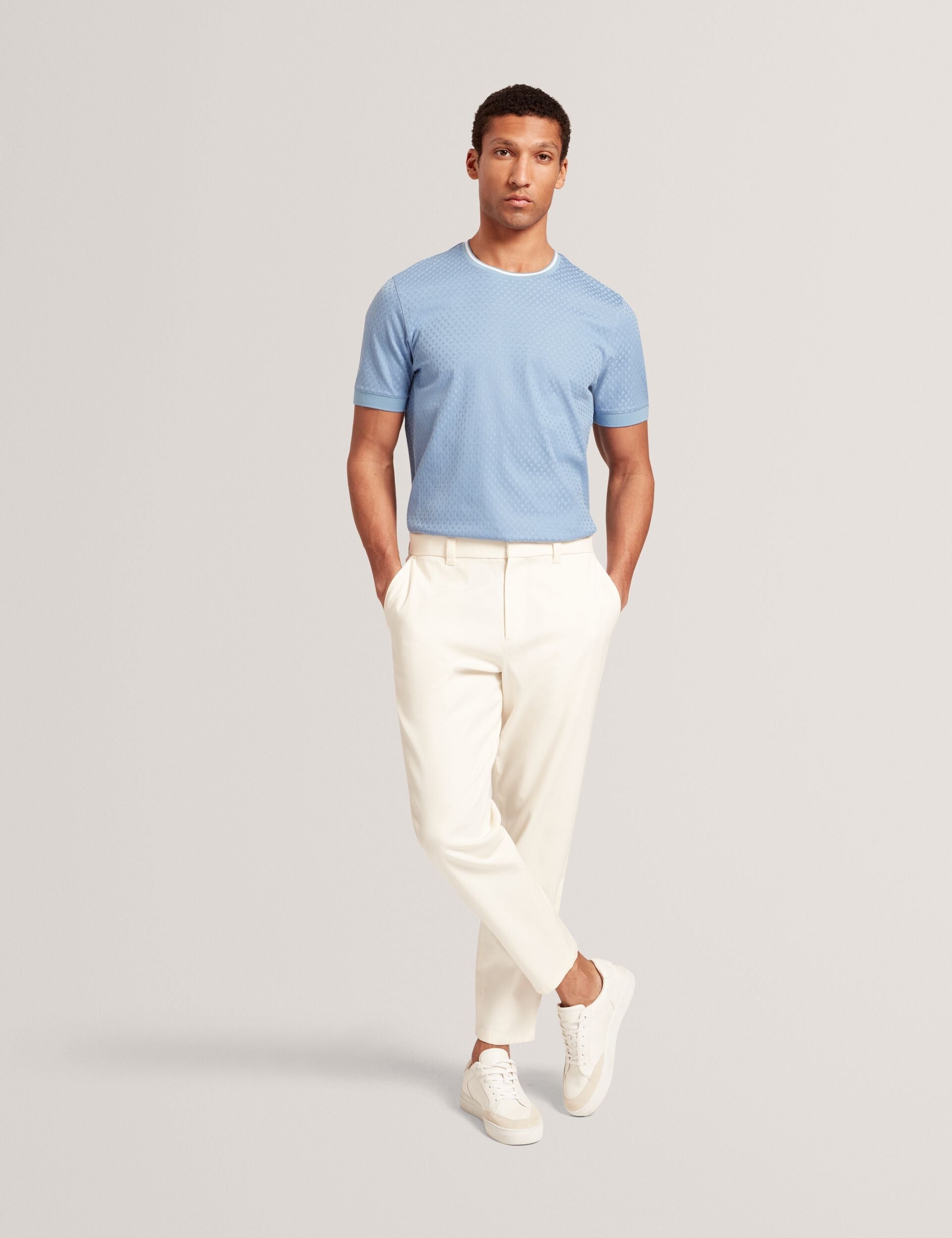 Ted Baker Hagen Blue Branded T Texture Cotton Tshirt