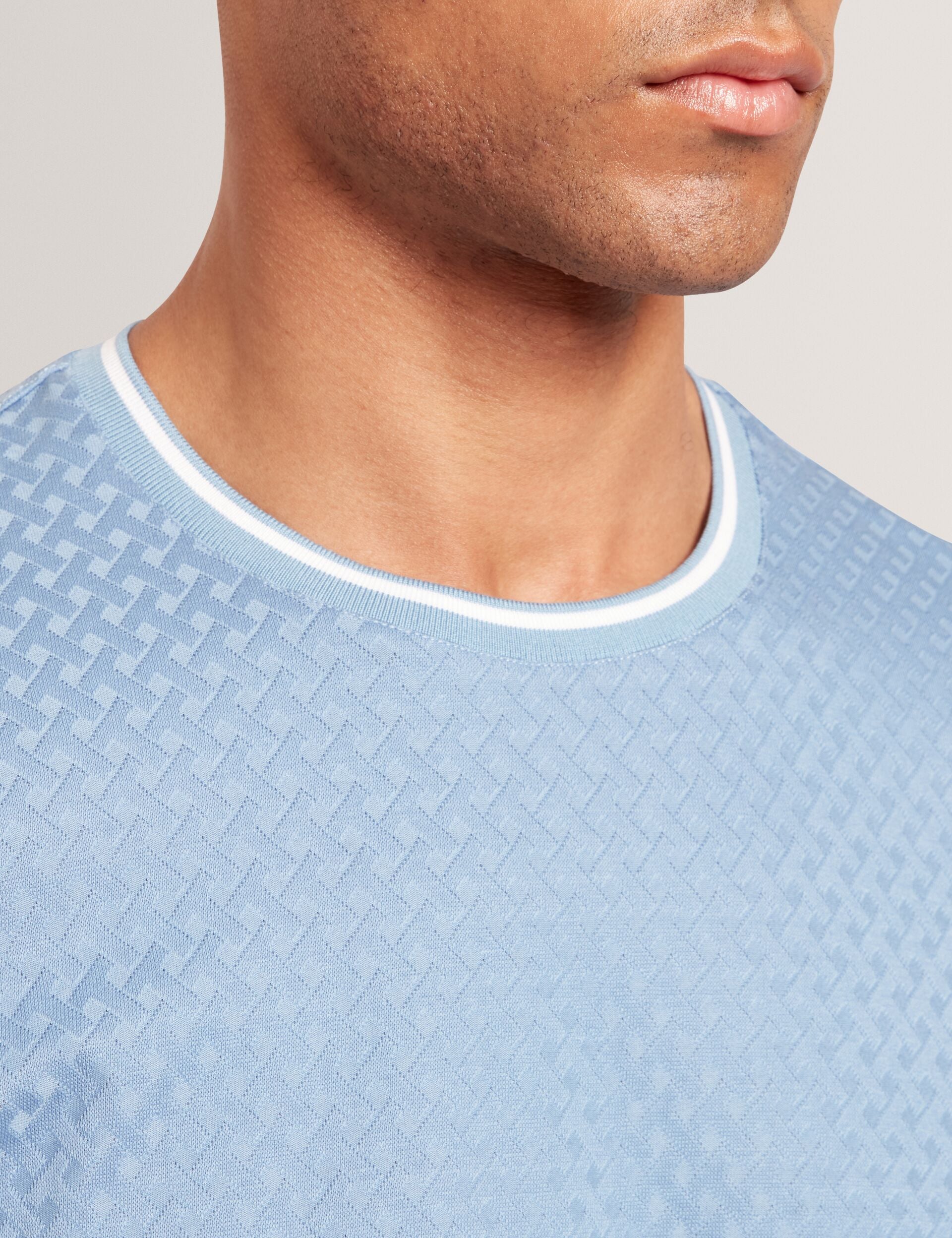 Ted Baker Hagen Blue Branded T Texture Cotton Tshirt