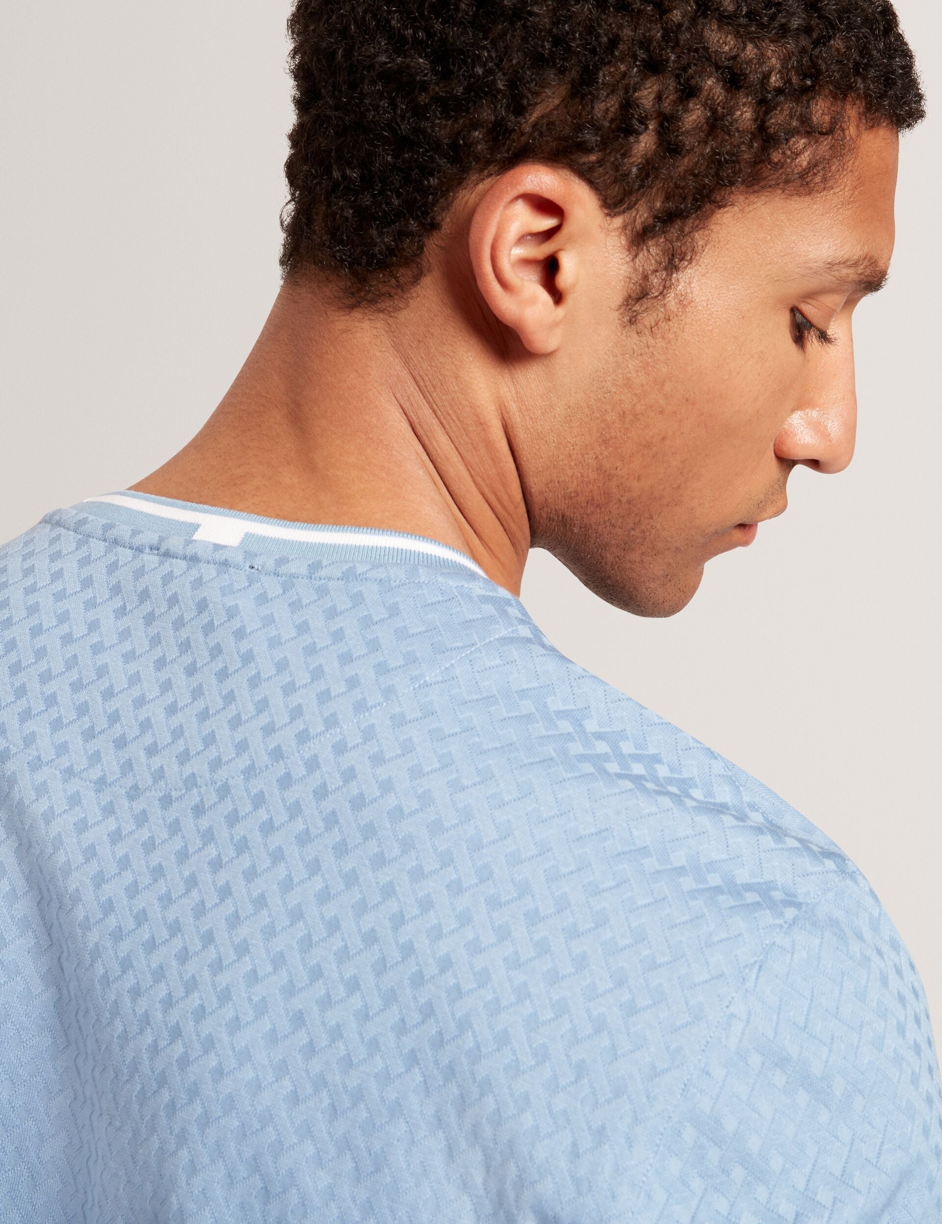 Ted Baker Hagen Blue Branded T Texture Cotton Tshirt