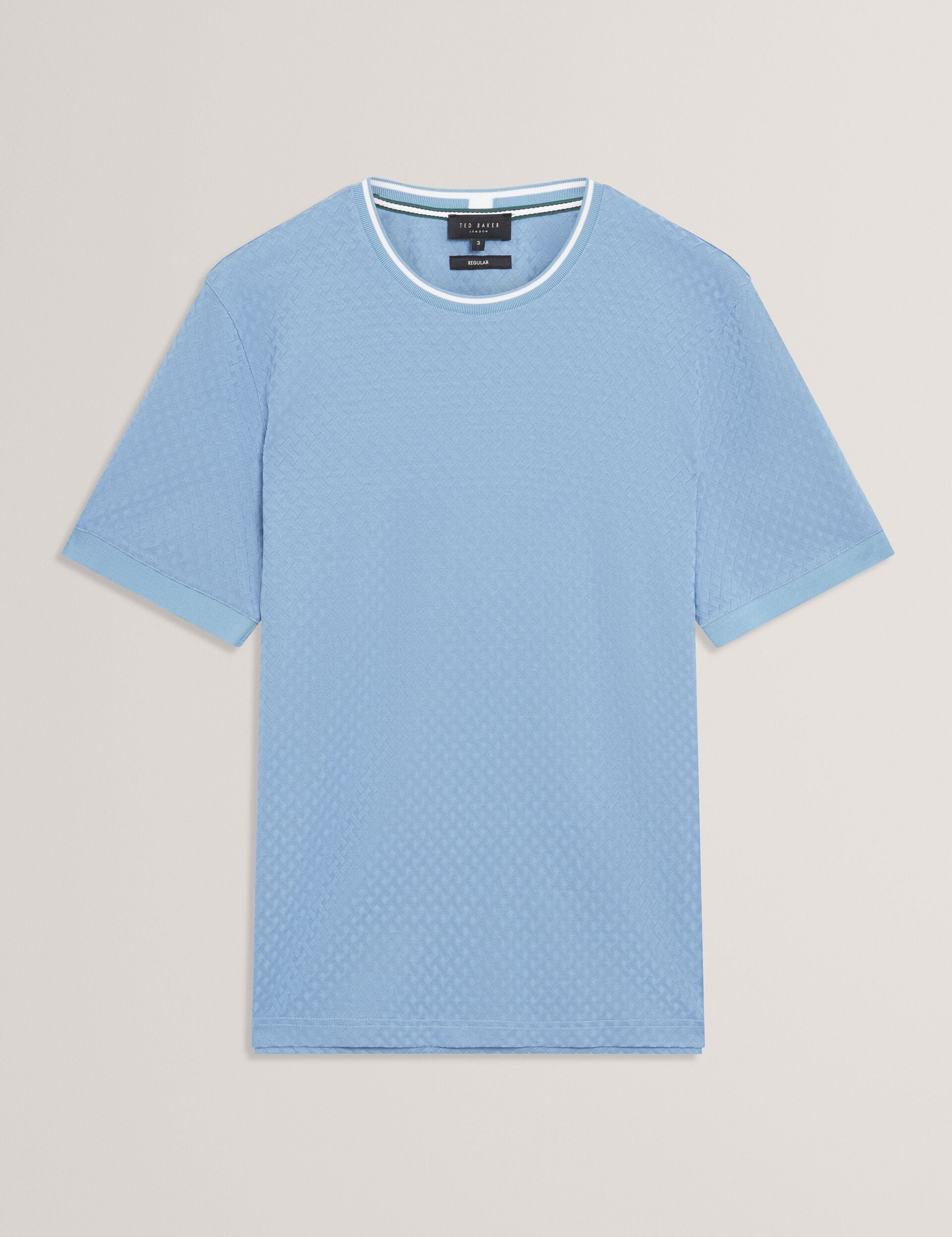 Ted Baker Hagen Blue Branded T Texture Cotton Tshirt