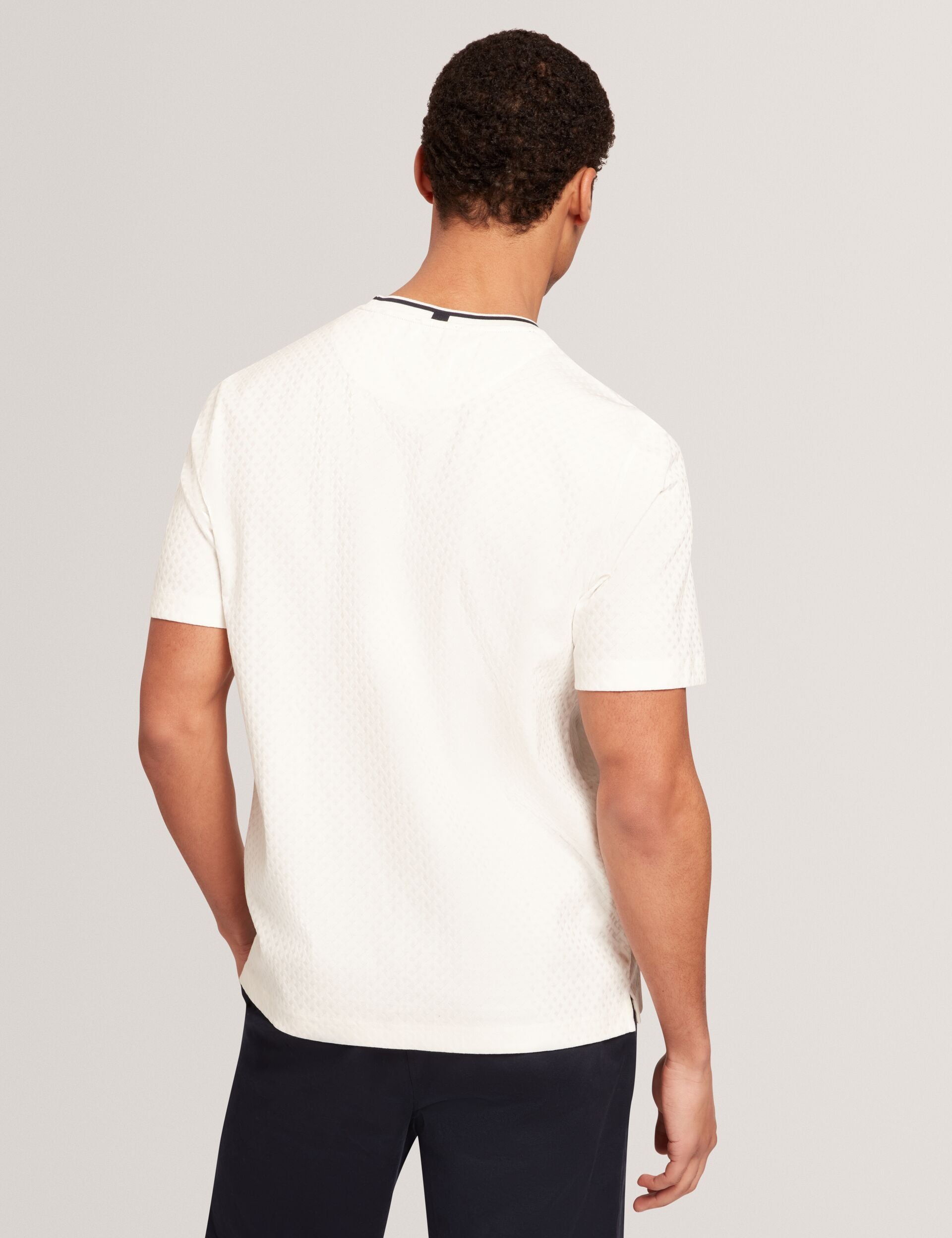 Ted Baker Hagen White Branded T Texture Cotton Tshirt