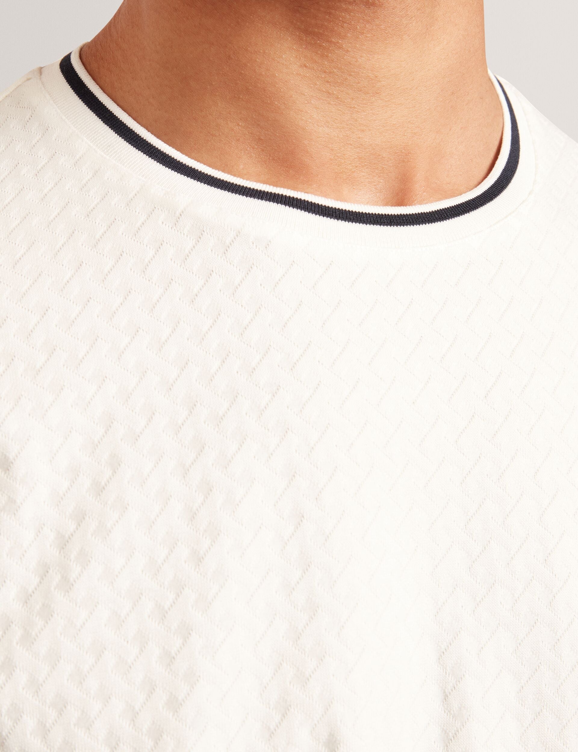 Ted Baker Hagen White Branded T Texture Cotton Tshirt