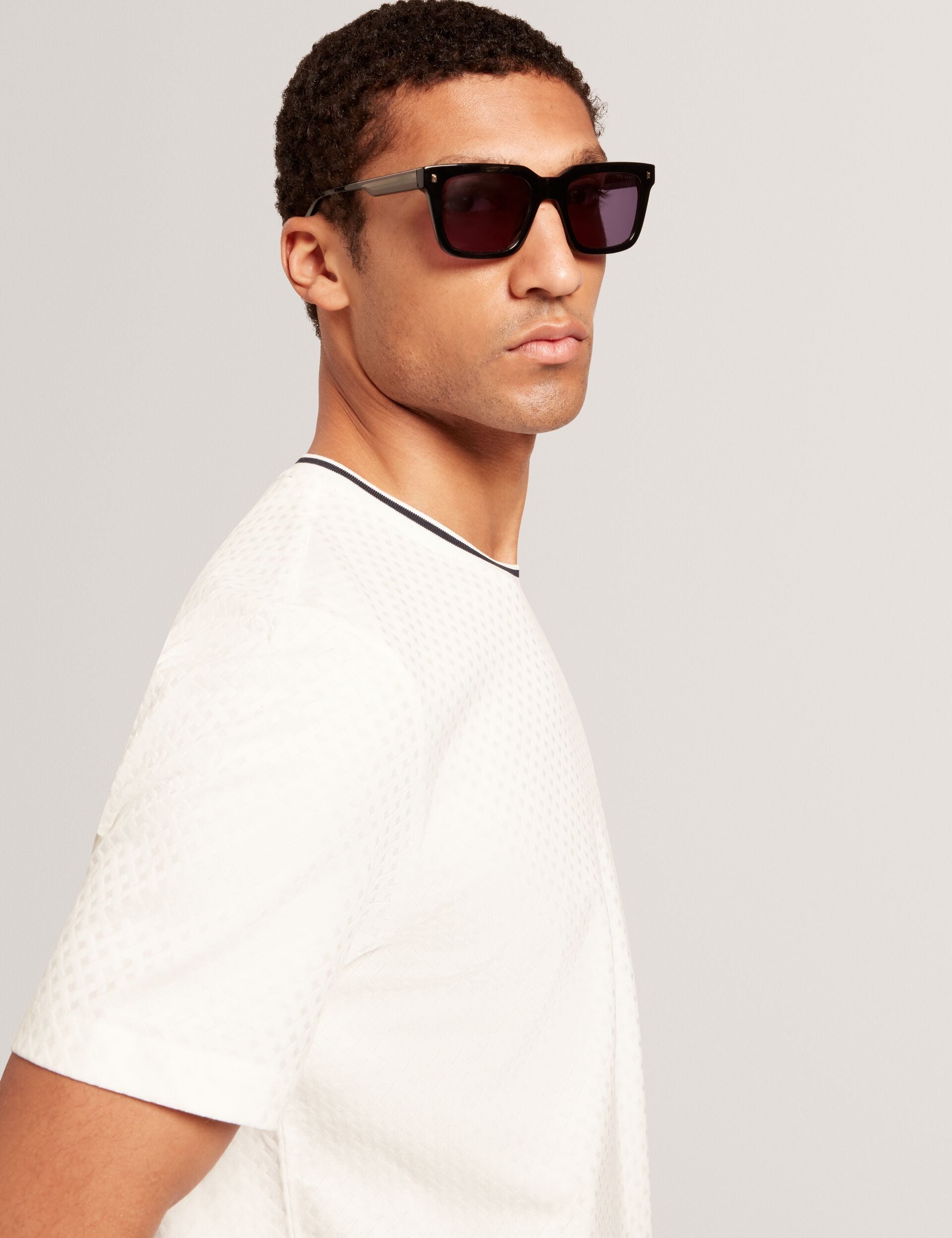 Ted Baker Hagen White Branded T Texture Cotton Tshirt