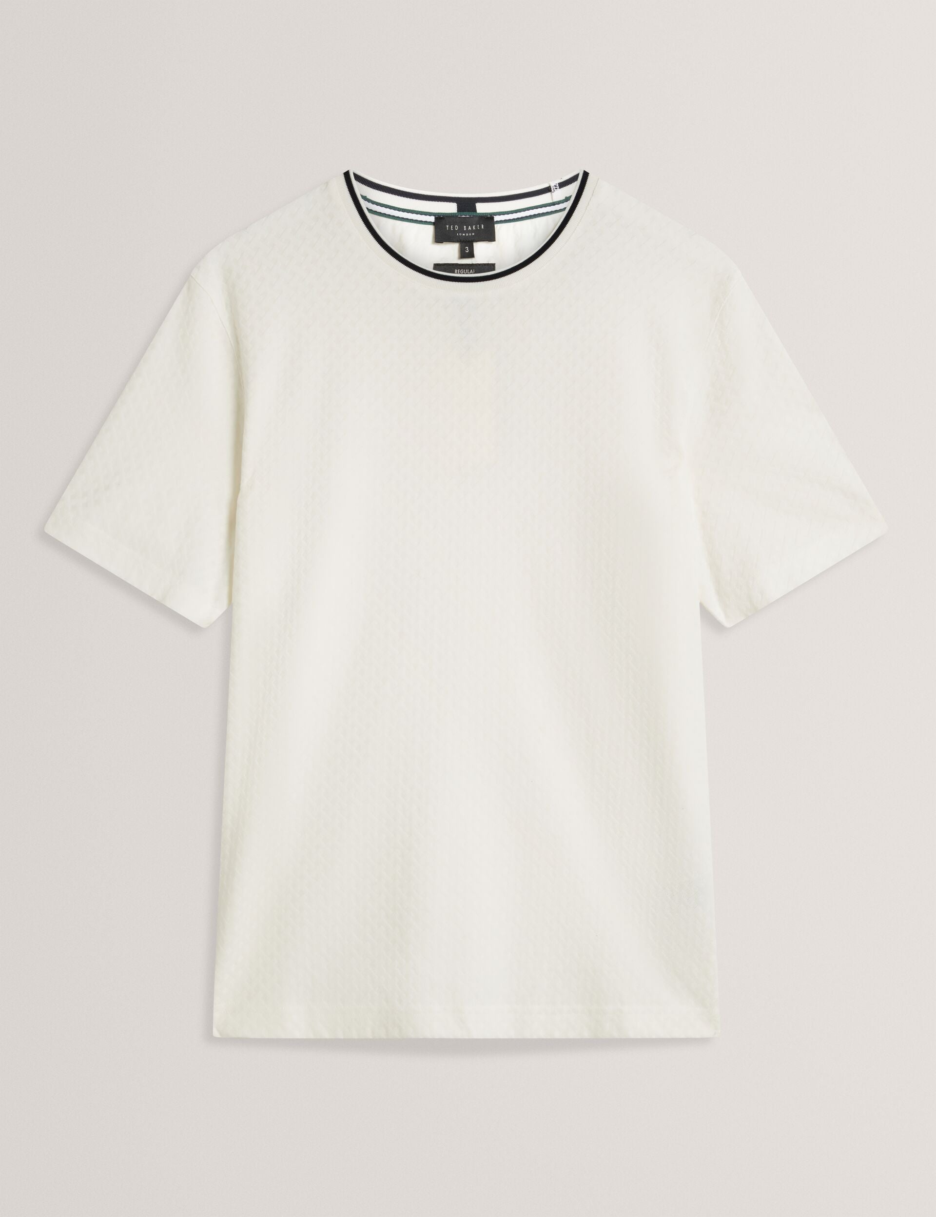 Ted Baker Hagen White Branded T Texture Cotton Tshirt