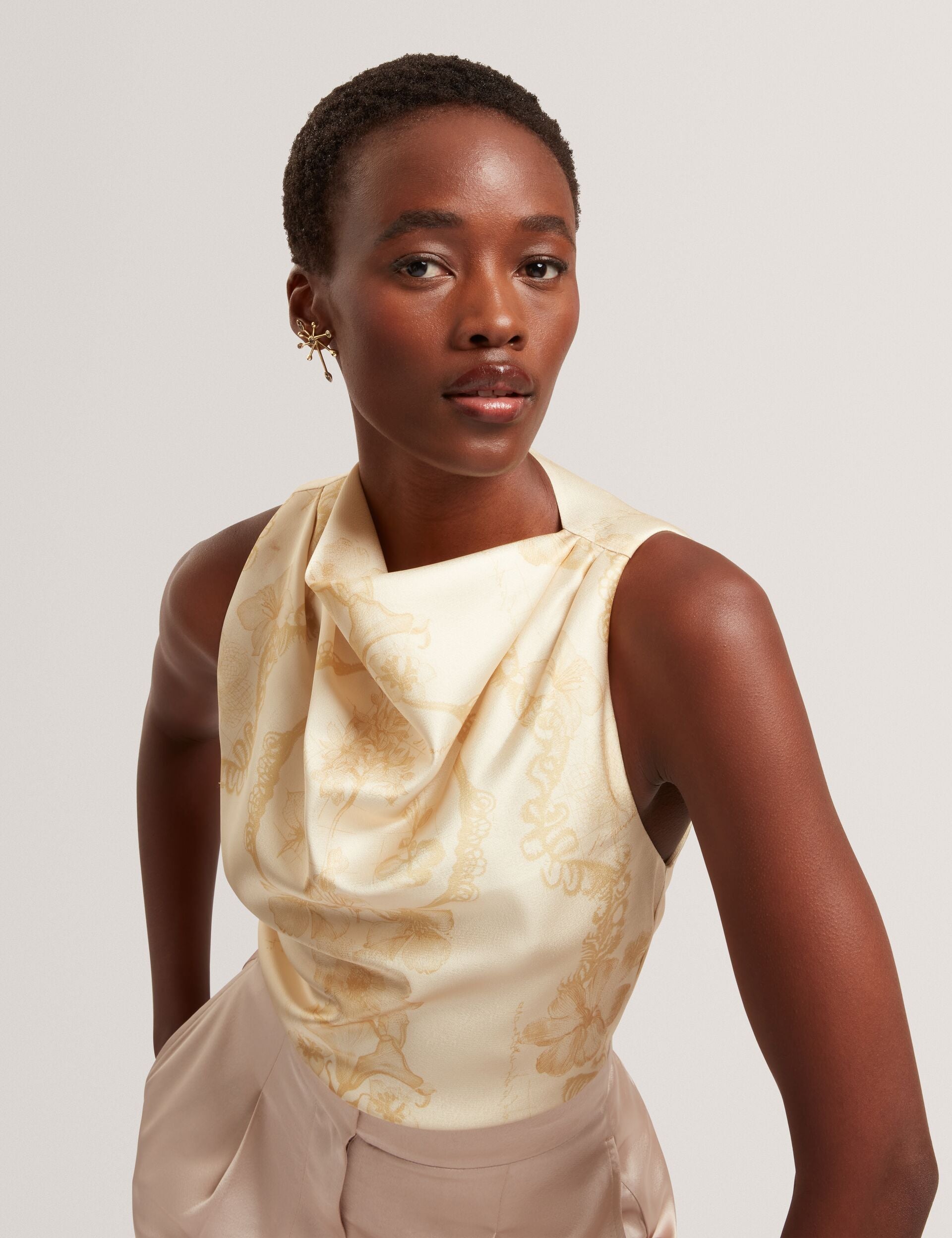 Ted Baker Cobla Lace Print Drape Neck Sleeveless Top Women's