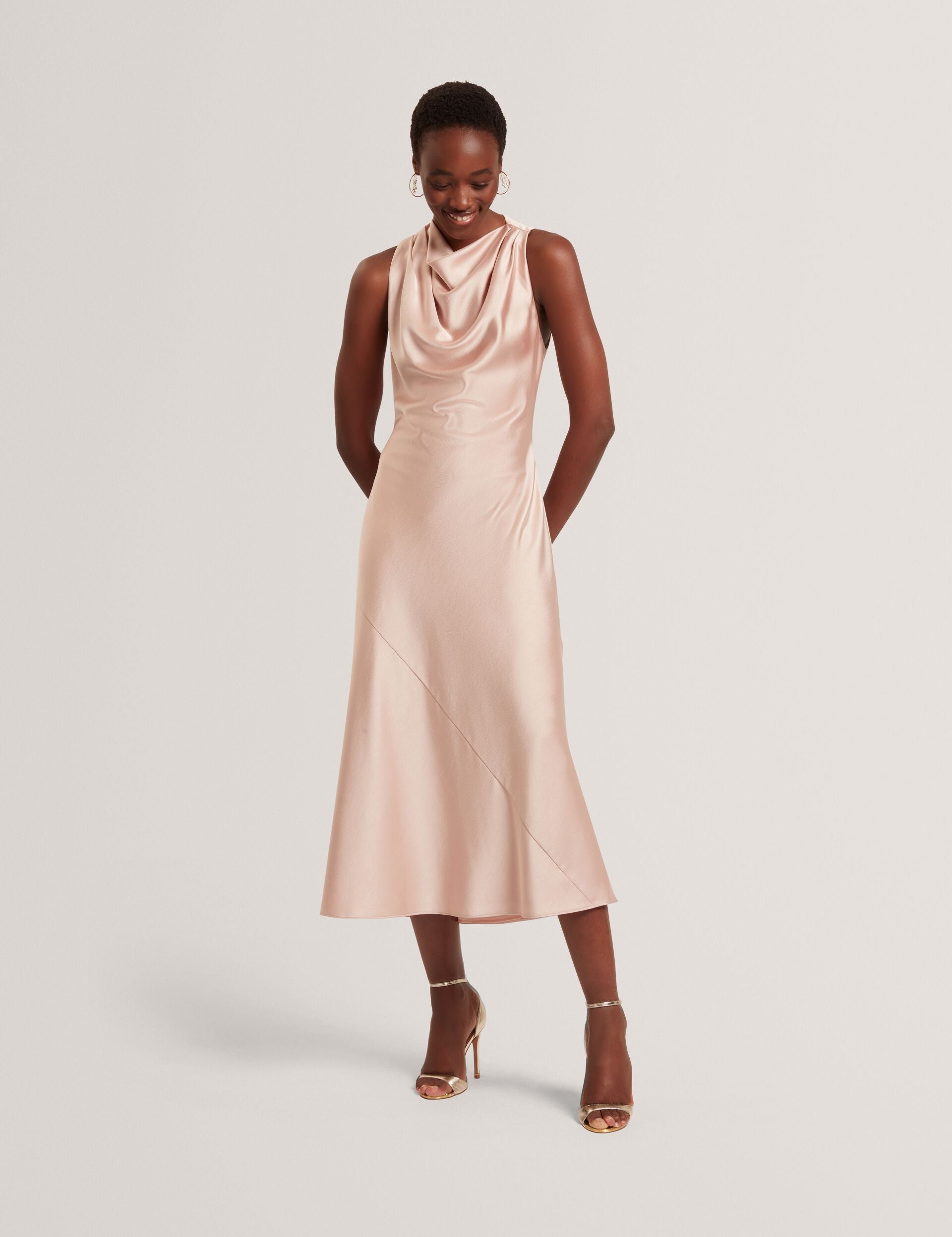 Ted Baker Liimaa High Cowl Neck Satin Midi Dress Women's