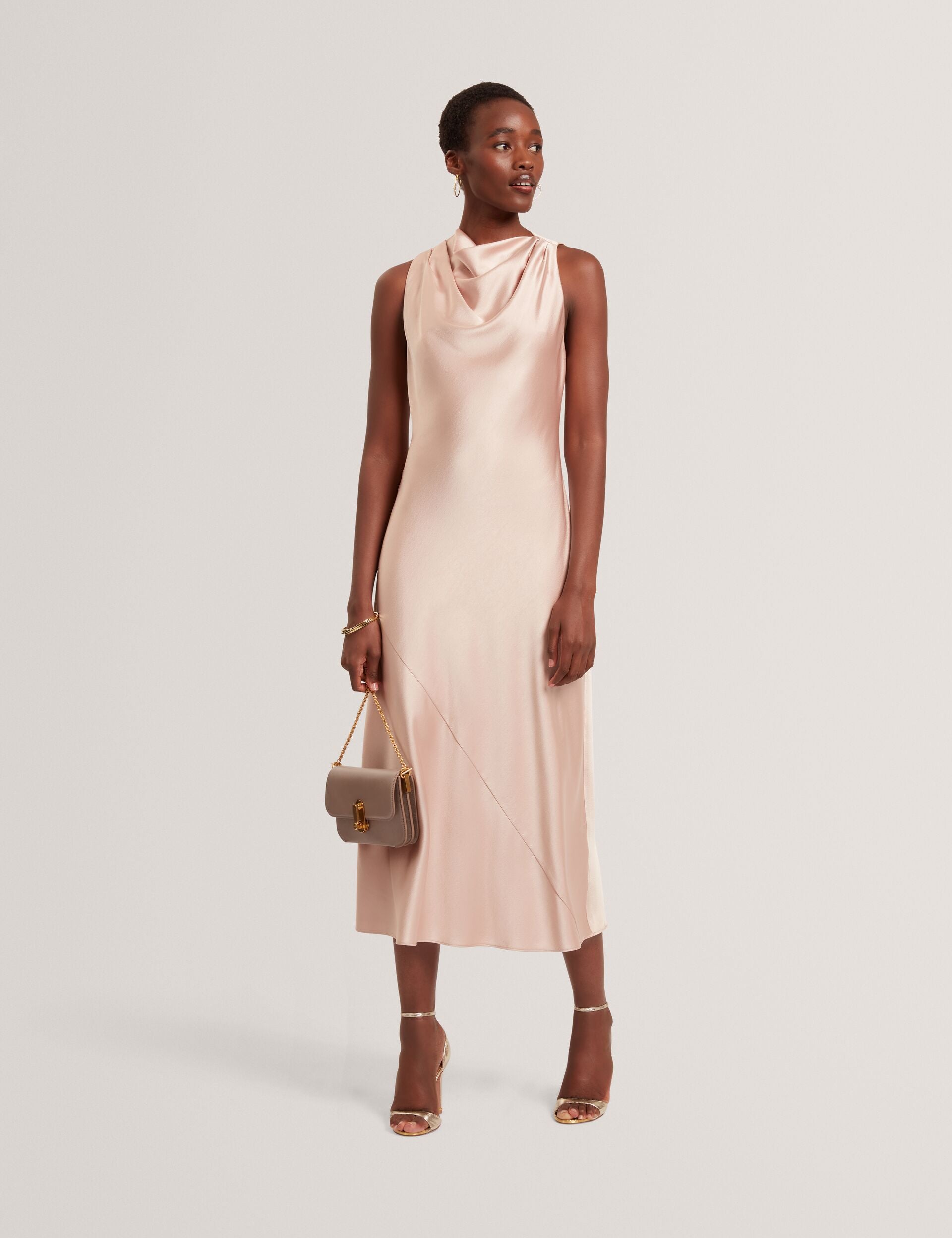 Ted Baker Liimaa High Cowl Neck Satin Midi Dress Women's