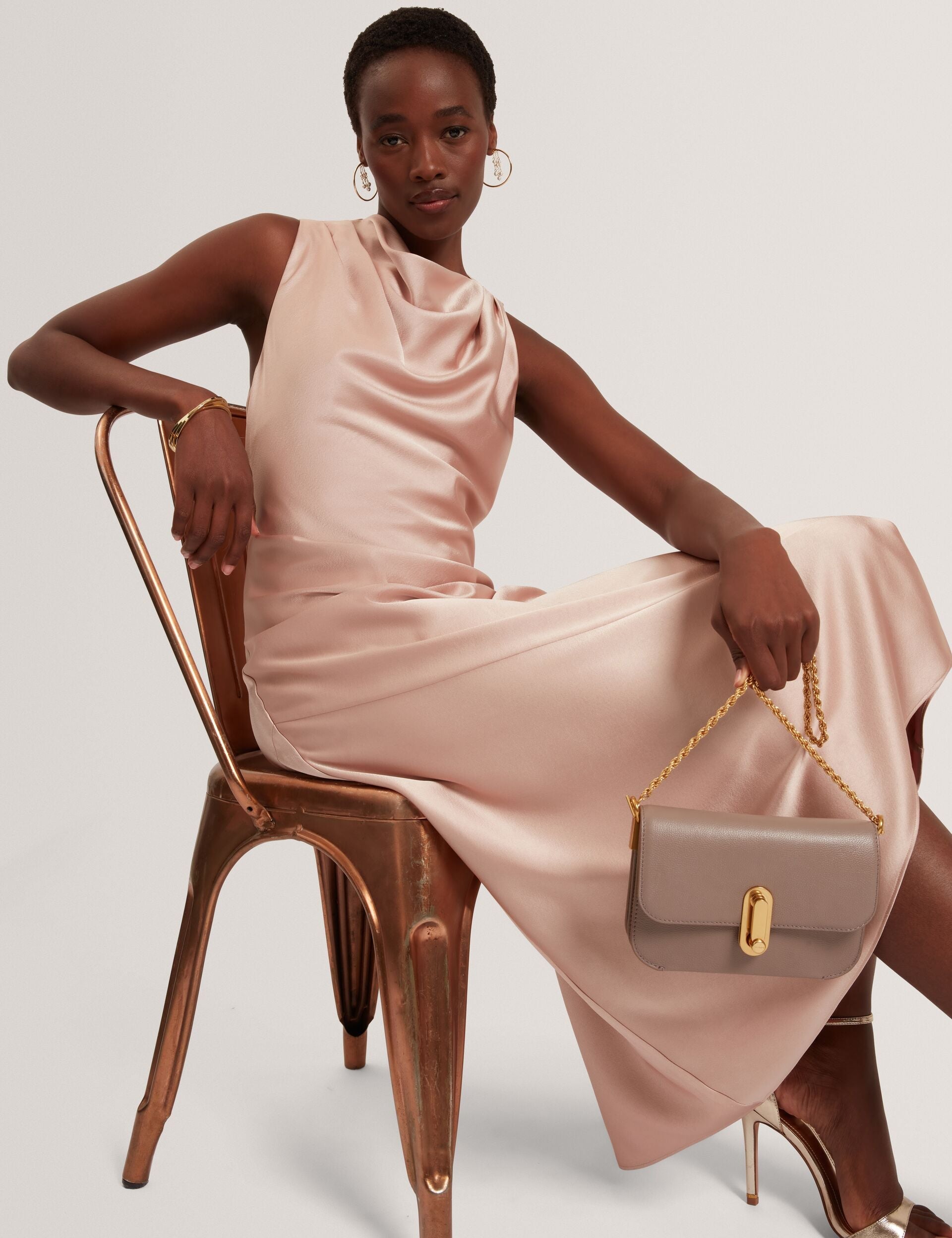 Ted Baker Liimaa High Cowl Neck Satin Midi Dress Women's
