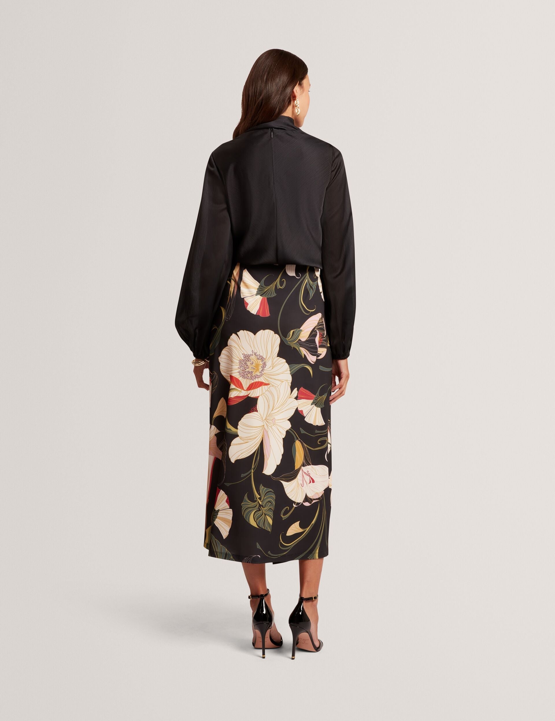 Ted Baker Ortuga Nouveau Swirl Tie Neck Long Sleeve Blouse Women's