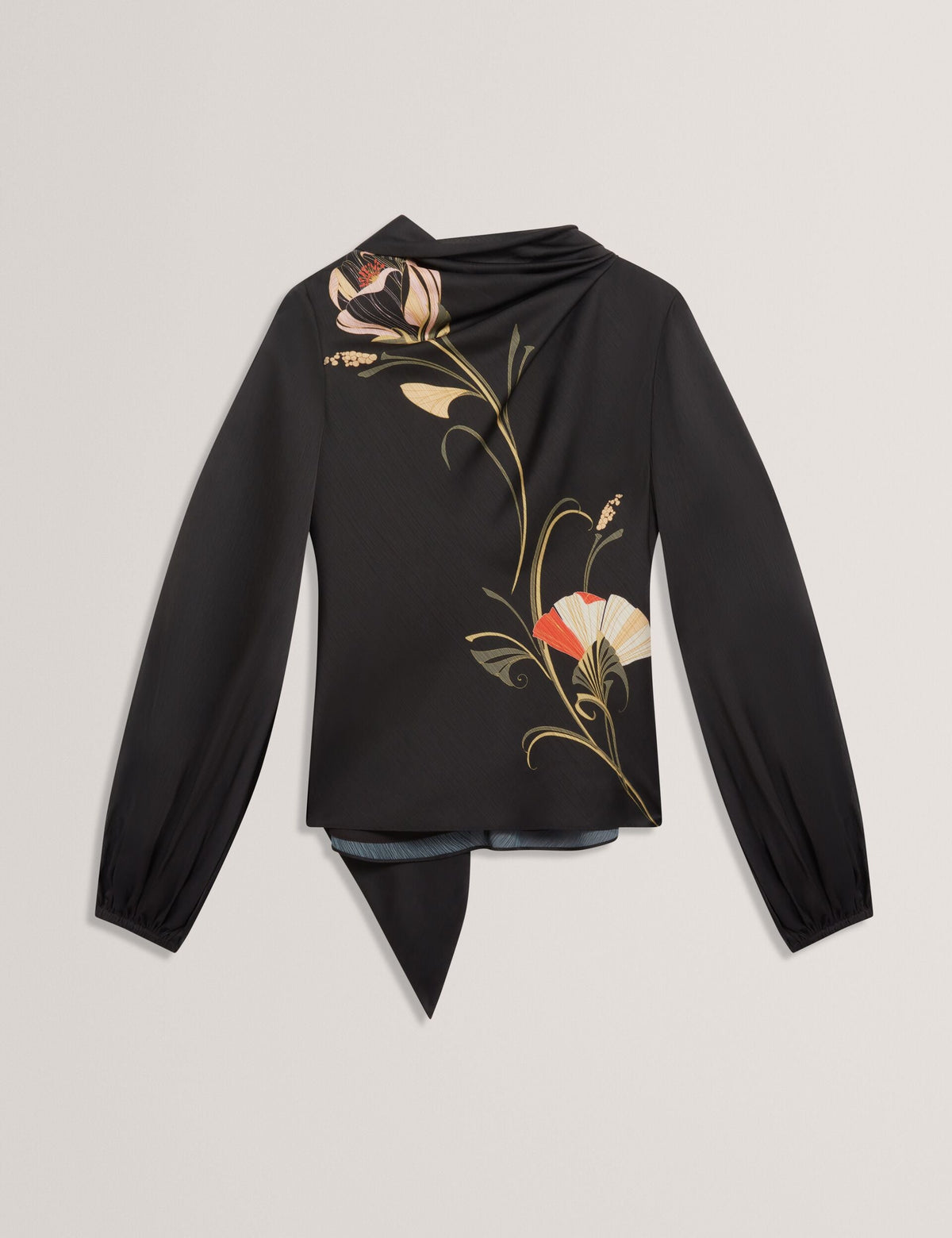 Ted Baker Ortuga Nouveau Swirl Tie Neck Long Sleeve Blouse Women's