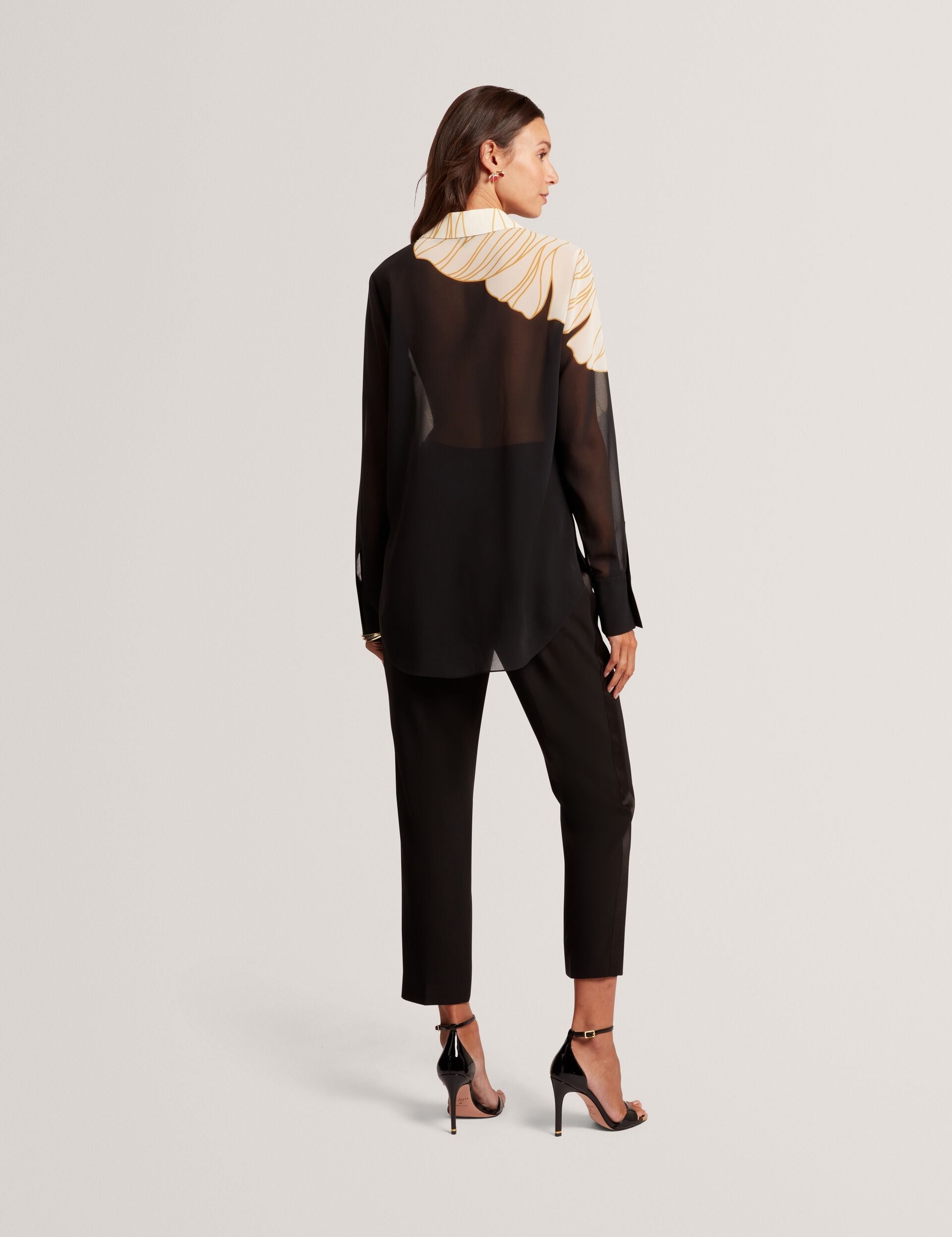 Ted Baker Nekeata Nouveau Floral Semisheer Longline Shirt Women's