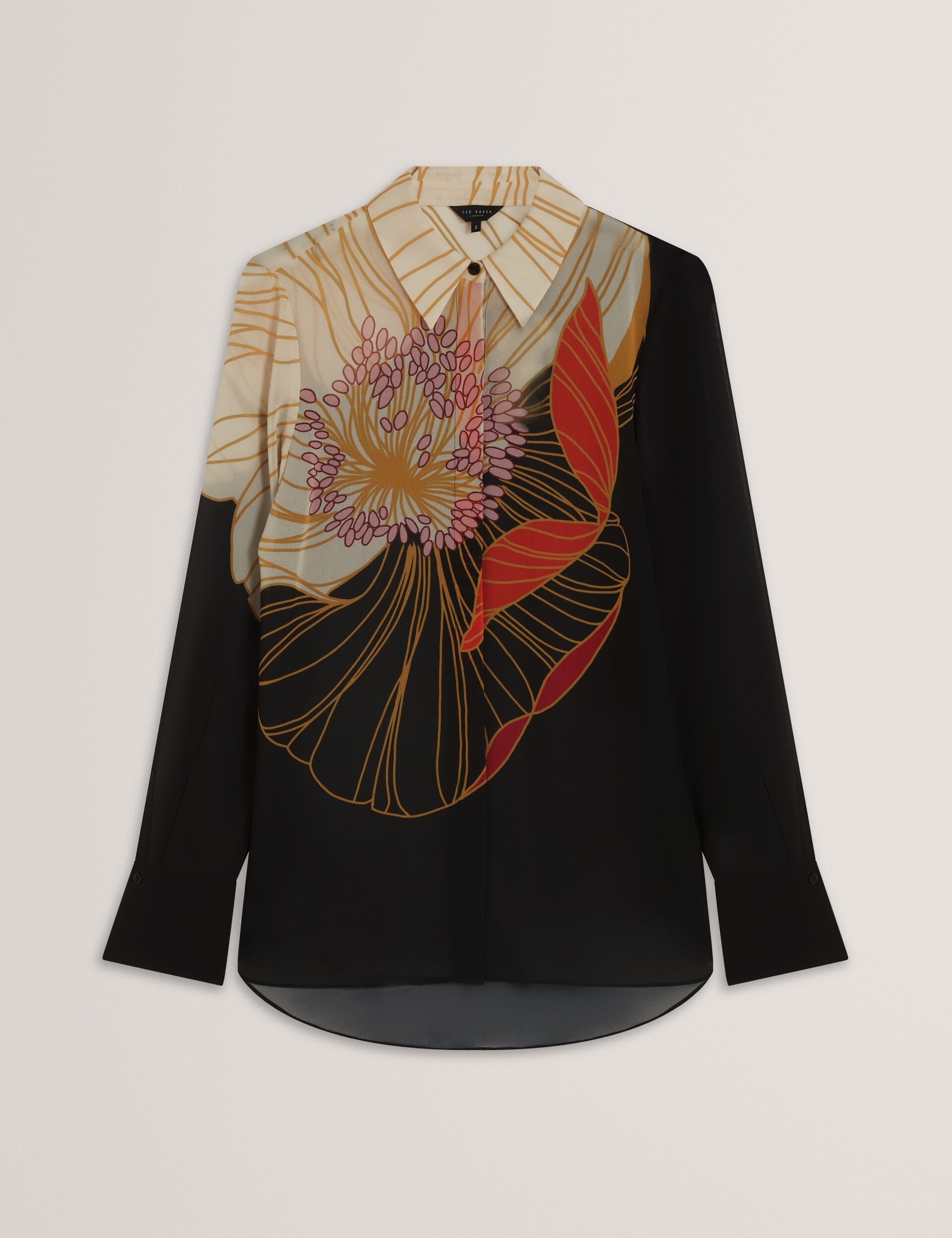 Ted Baker Nekeata Nouveau Floral Semisheer Longline Shirt Women's