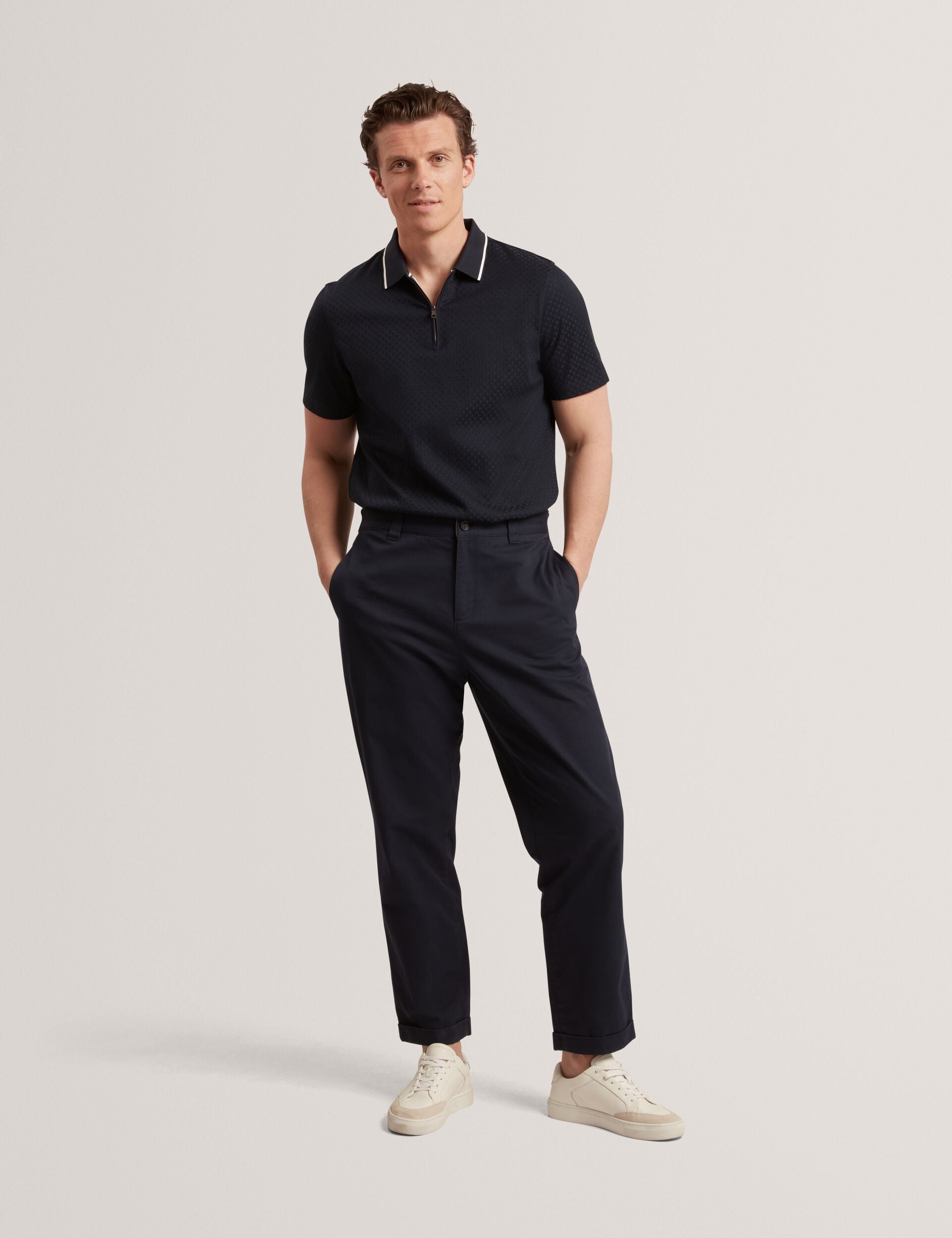 Ted Baker Ciandra Straight Fit Cotton Linen Twill Trousers