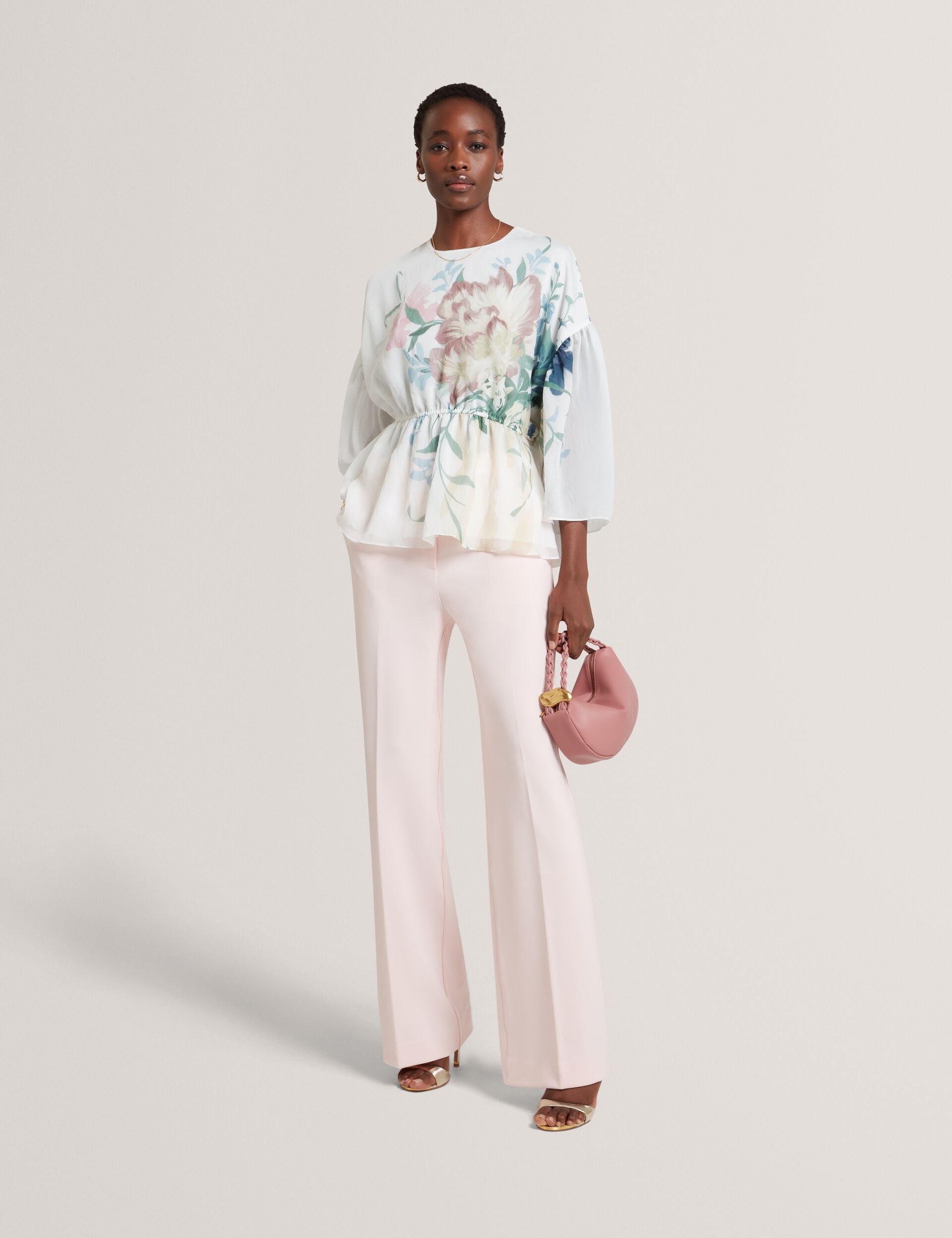 Ted Baker Pink Tailored High Waisted Flared Trousers Women's