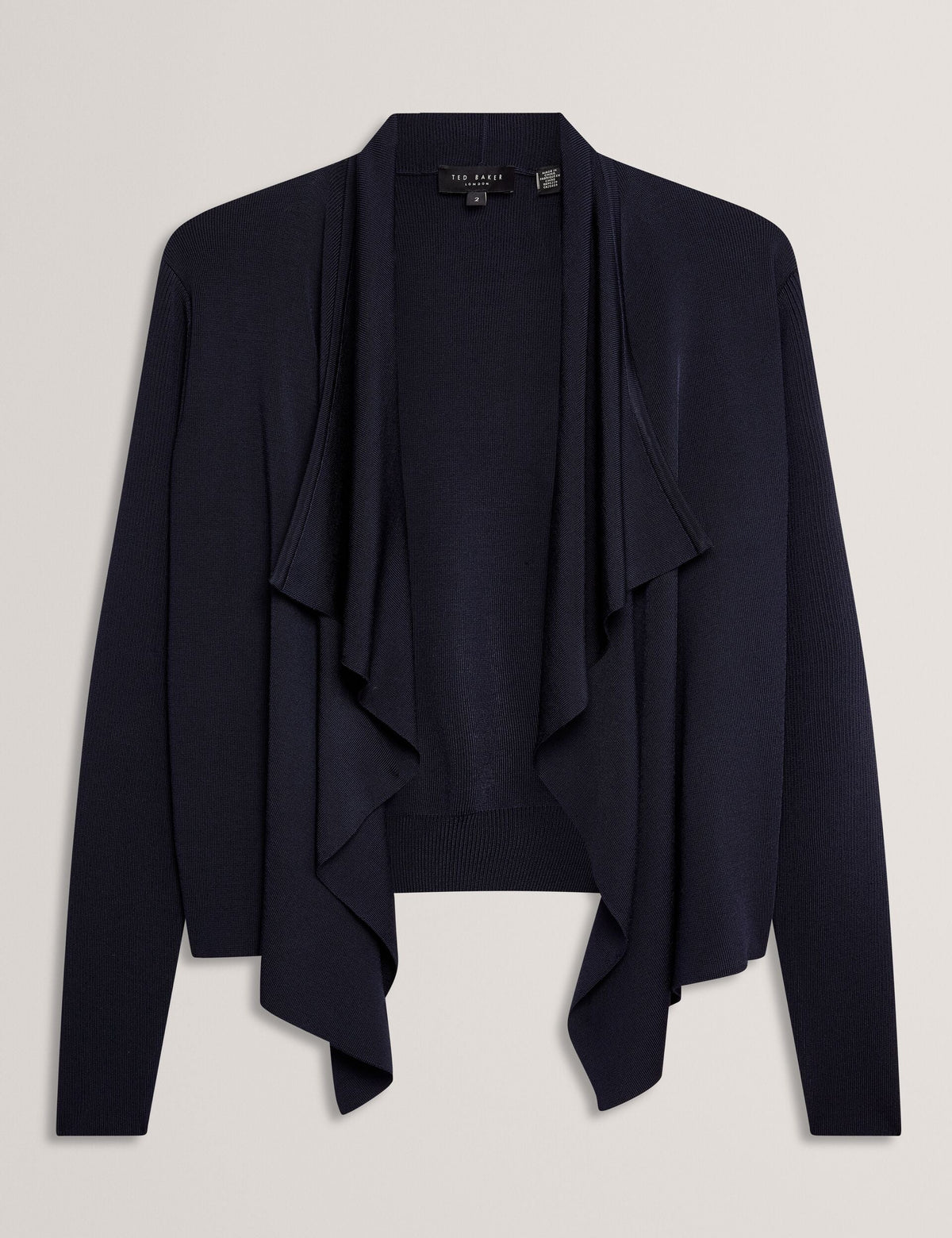 Ted Baker Elliyy Waterfall Front Knitted Open Cardigan In Navy Women's