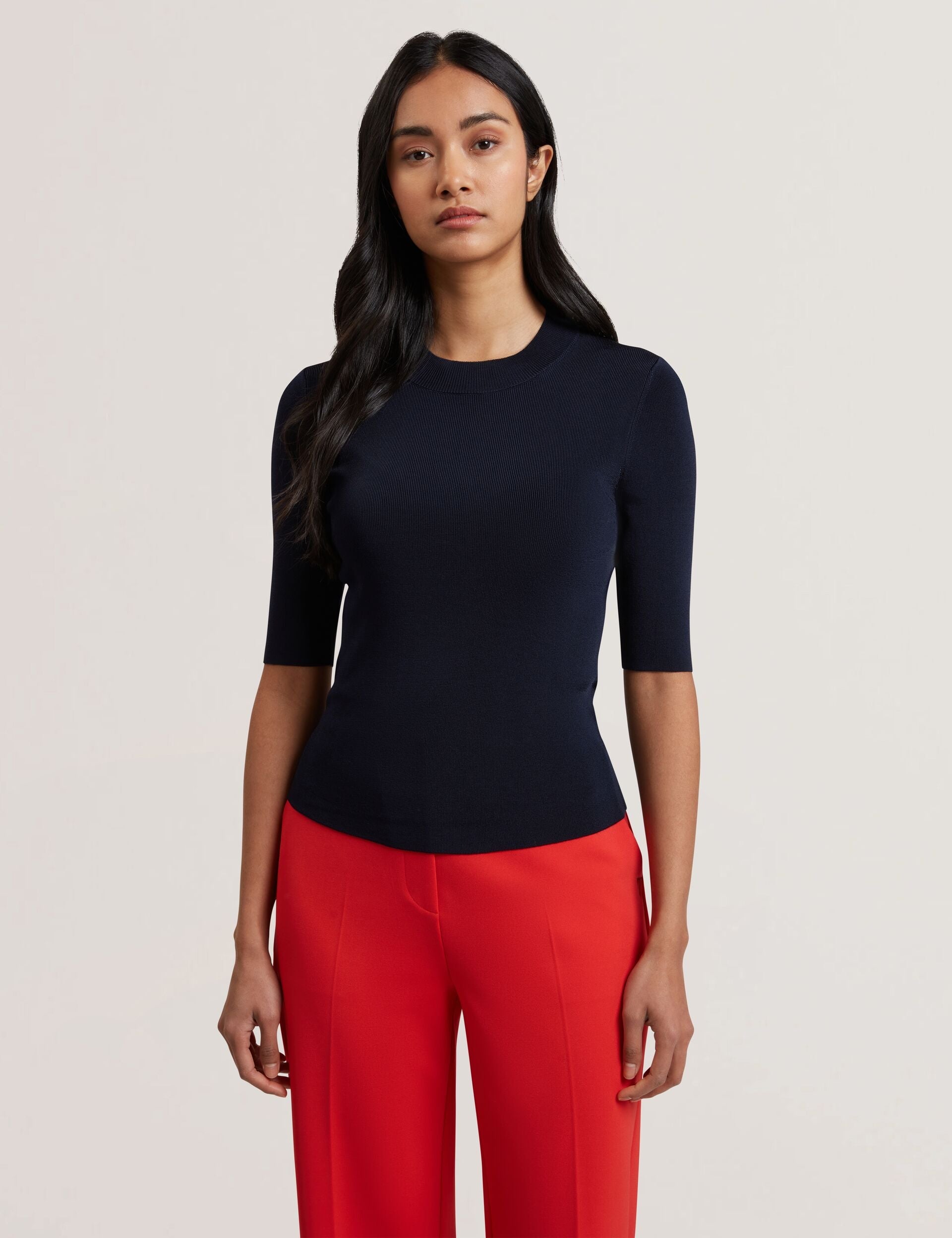 Ted Baker Felixia Slim Fit Half Sleeve Plain Knit Top Women's