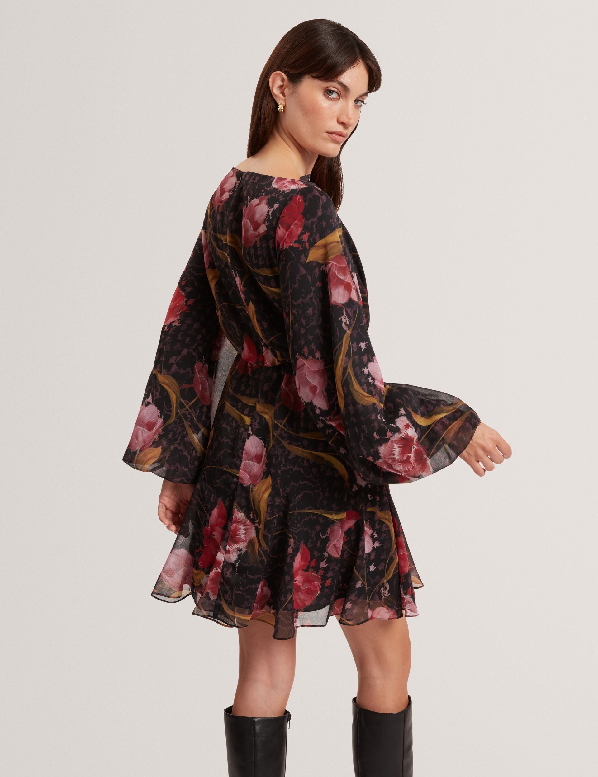 Ted Baker Endrina Floral Print Balloon Sleeve Mini Dress Women's