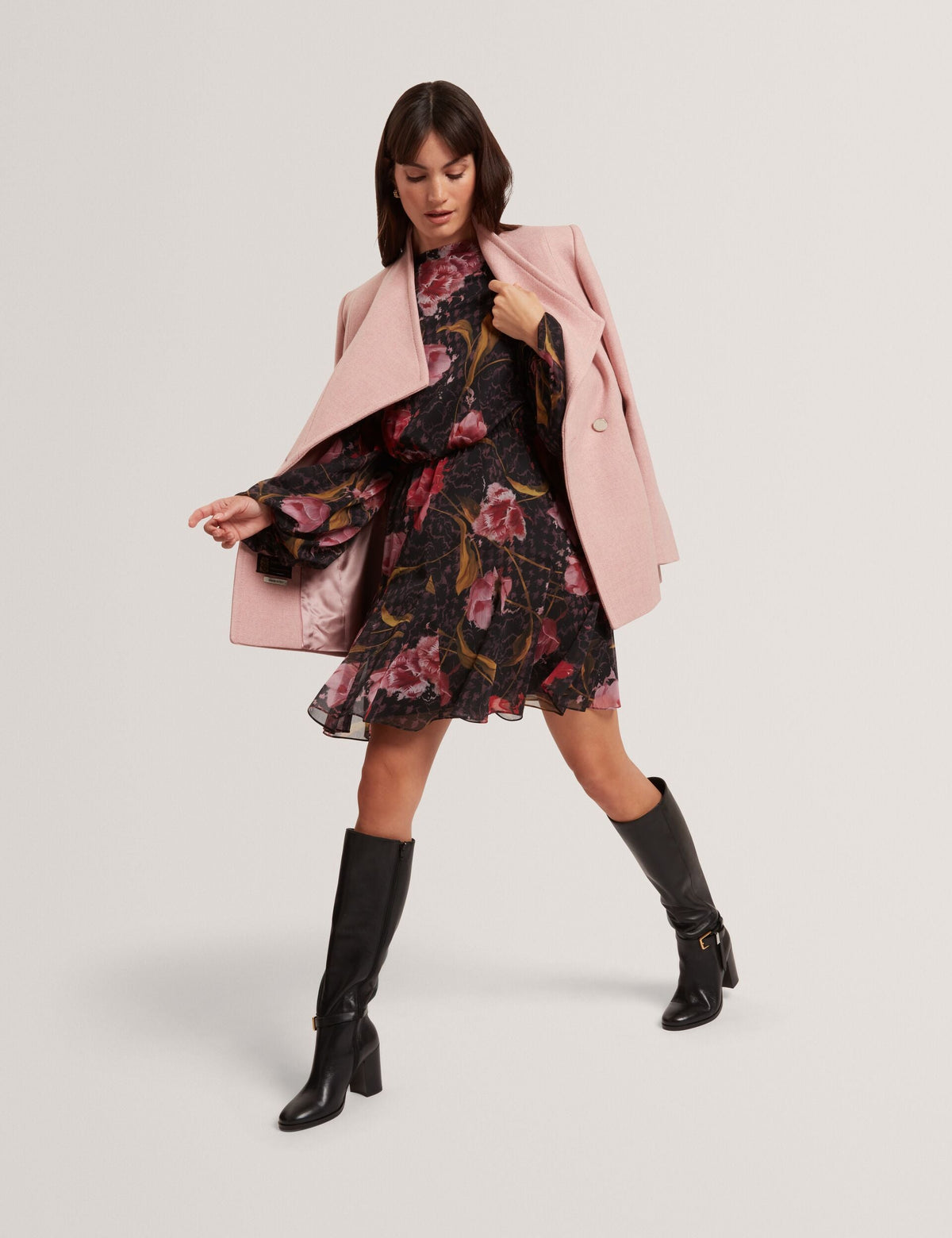 Ted Baker Endrina Floral Print Balloon Sleeve Mini Dress Women's