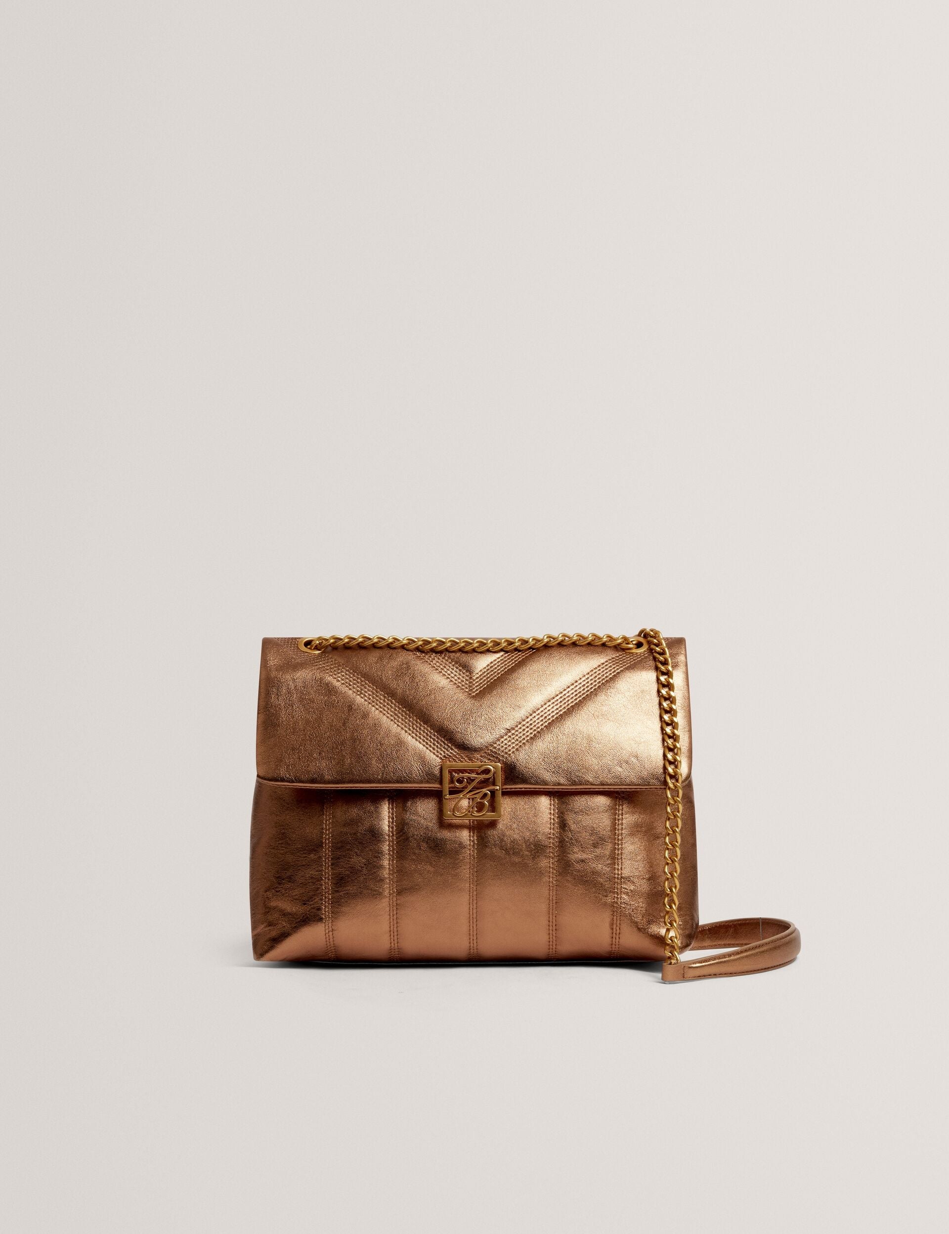 Ted Baker Anisiaa Metallic Leather Tb Detail Shoulder Bag Women's