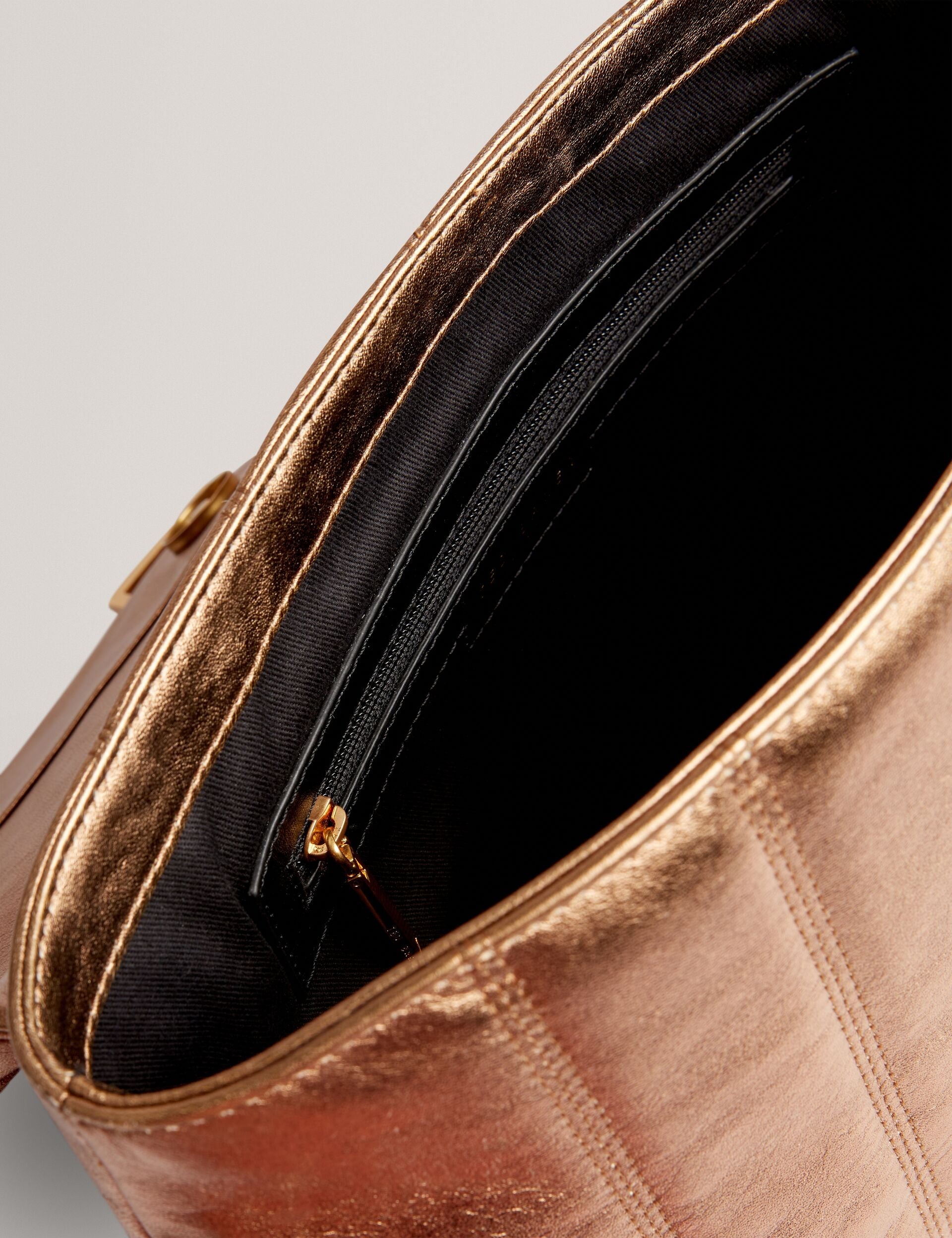 Ted Baker Anisiaa Metallic Leather Tb Detail Shoulder Bag Women's