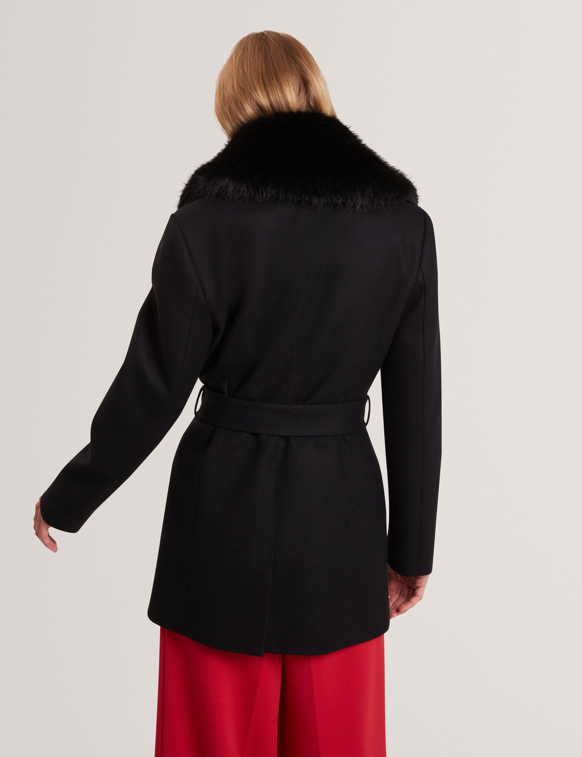 Ted Baker Toroja Faux Fur Collar Short Wrap Coat Women's