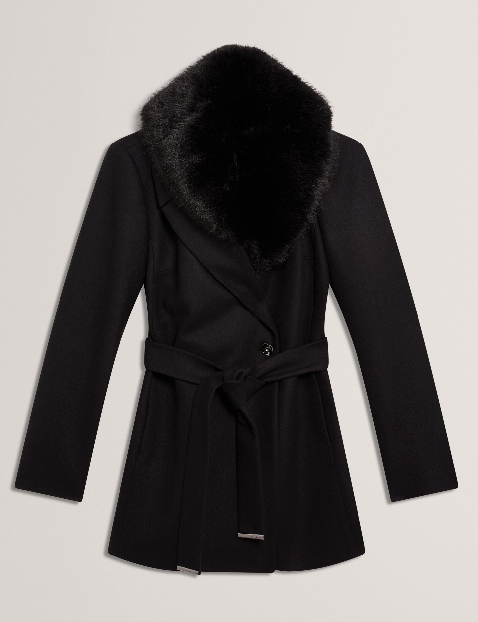 Ted Baker Toroja Faux Fur Collar Short Wrap Coat Women's