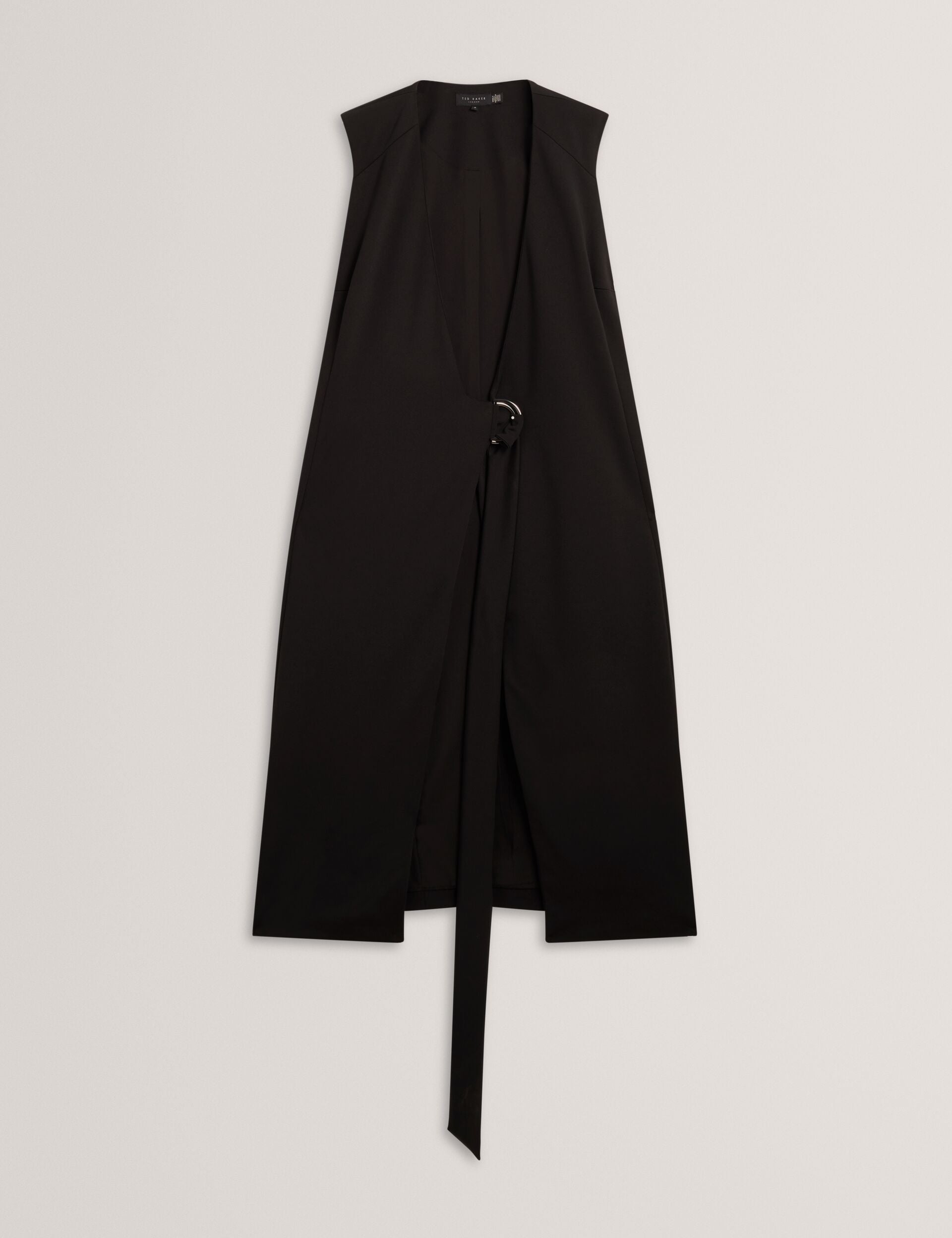 Ted Baker Black Tailored Sleeveless Wrap Midi Dress Women's