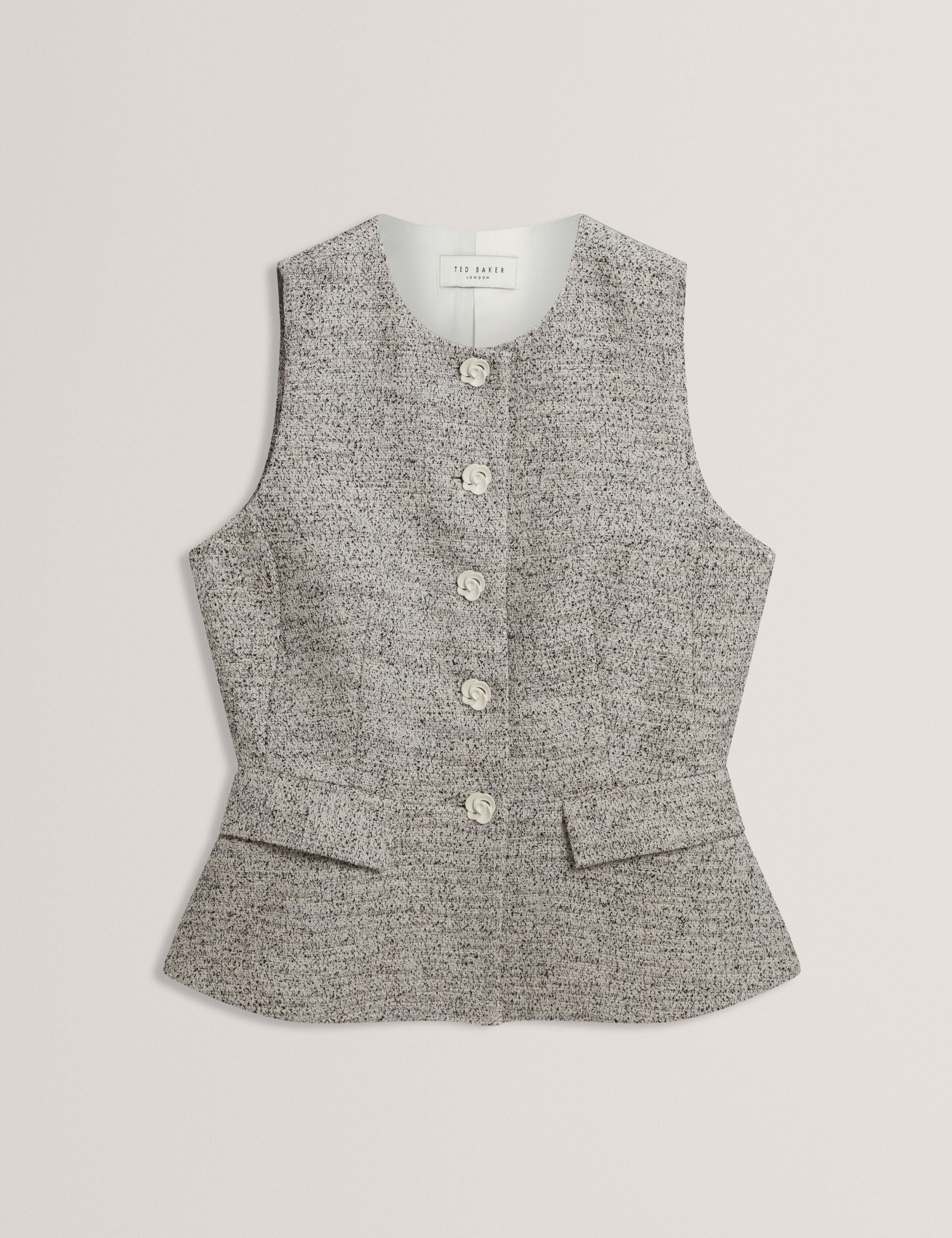 Ted Baker Ekaaw Boucle Rose Button Fitted Waistcoat Women's