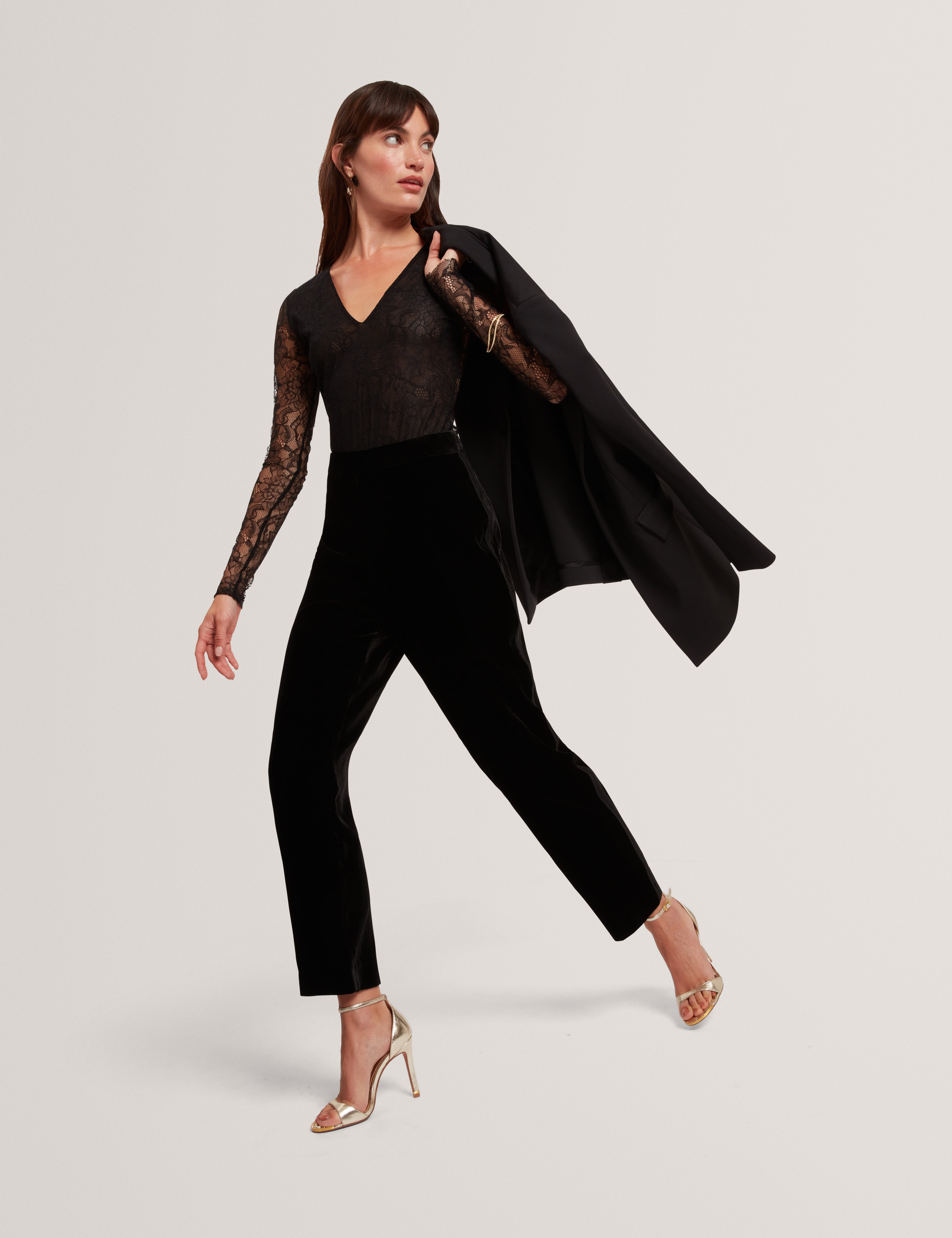 Ted Baker Traube Velvet Tapered Leg Tailored Trousers Women's