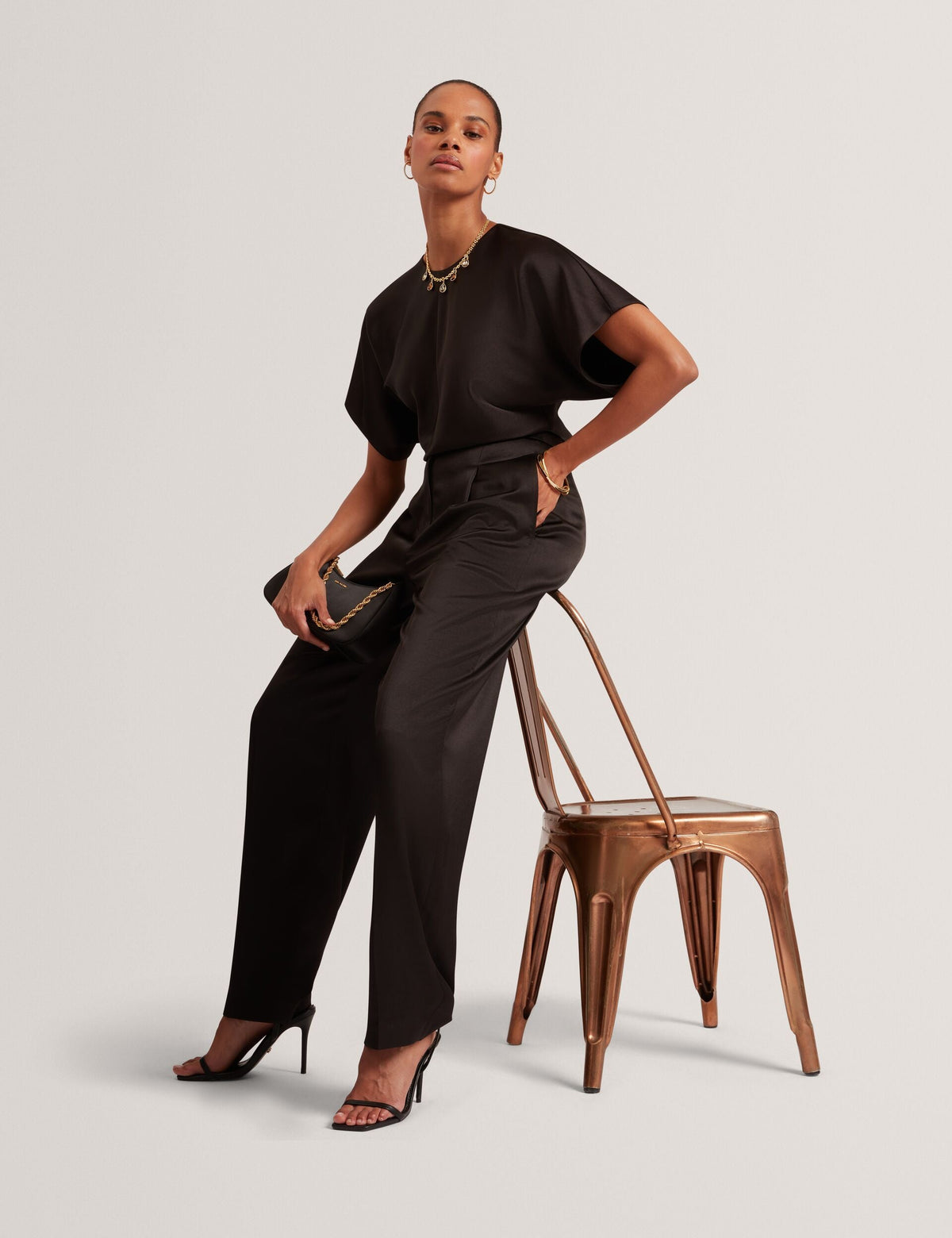 Ted Baker Chiira Satin Barrel Leg Tailored Trousers Women's
