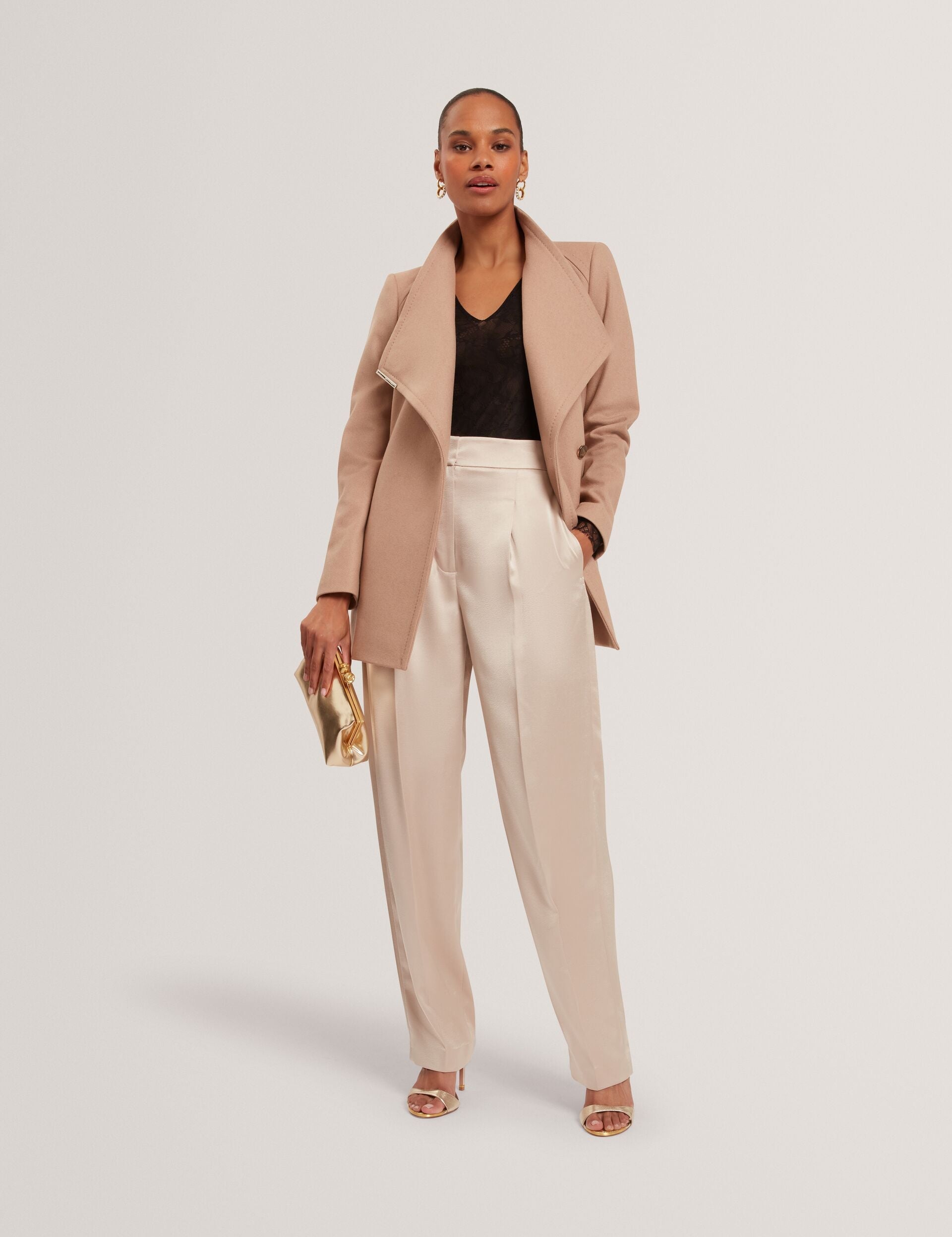 Ted Baker Chiira Satin Barrel Leg Tailored Trousers Women's