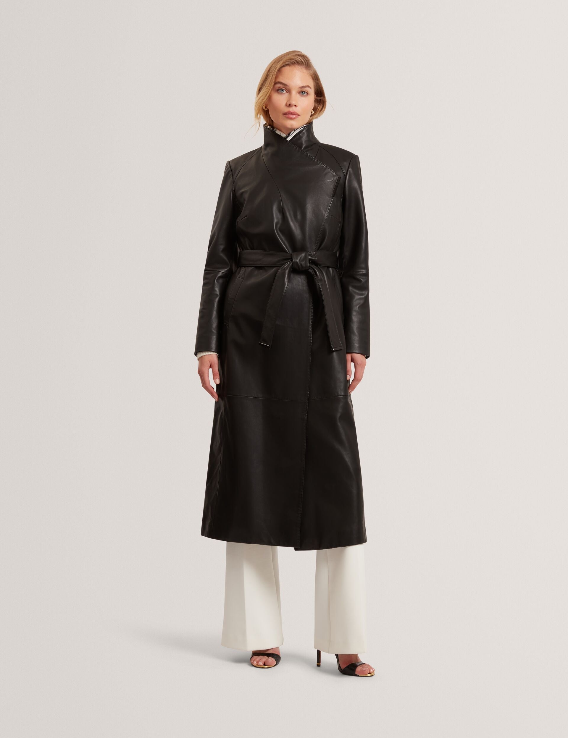 Ted Baker Rosello Leather Belted Longline Wrap Coat Women's