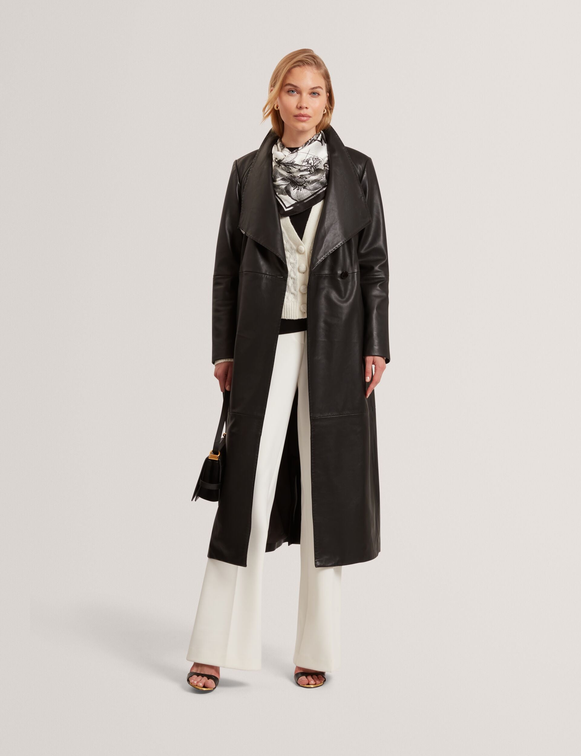 Ted Baker Rosello Leather Belted Longline Wrap Coat Women's