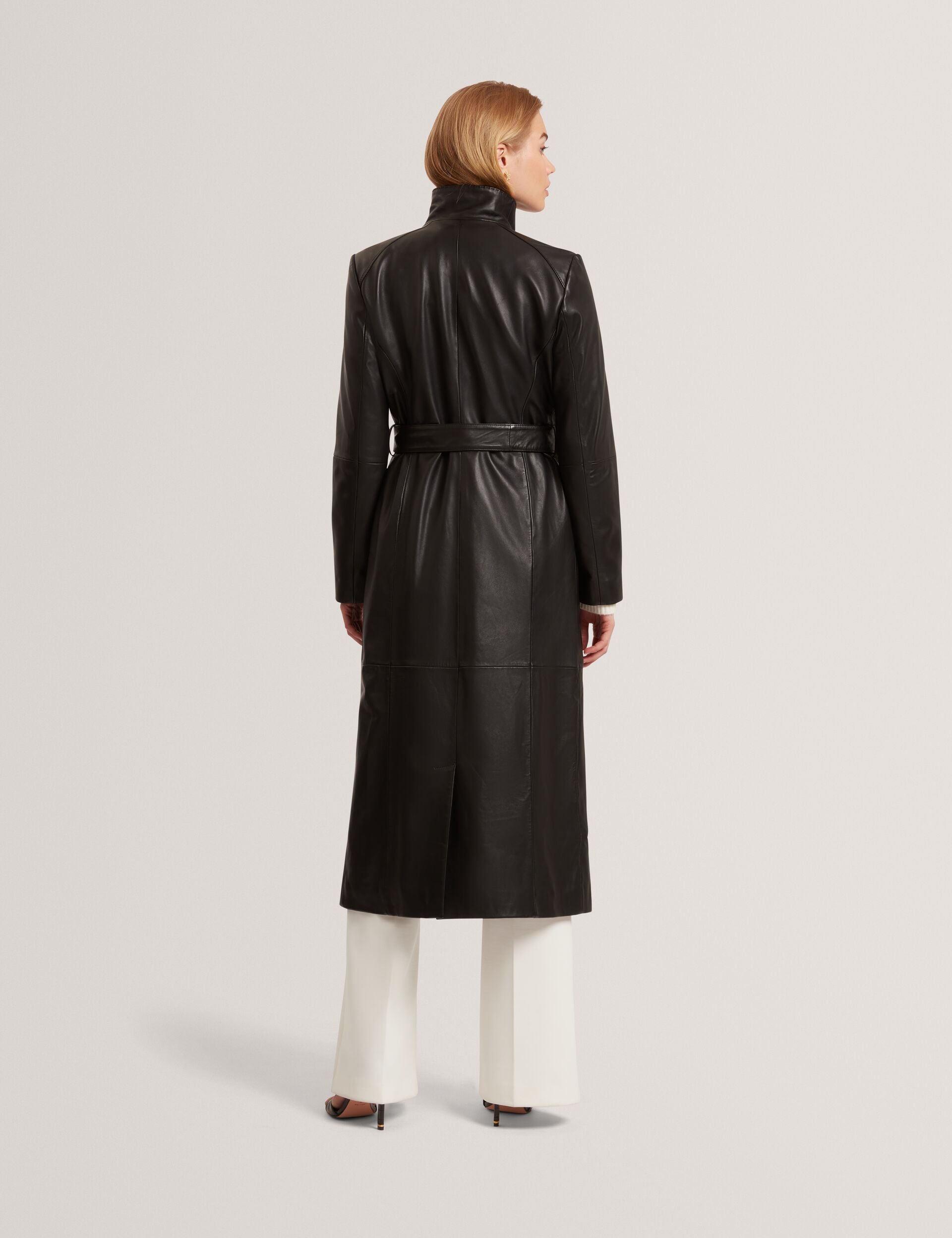 Ted Baker Rosello Leather Belted Longline Wrap Coat Women's