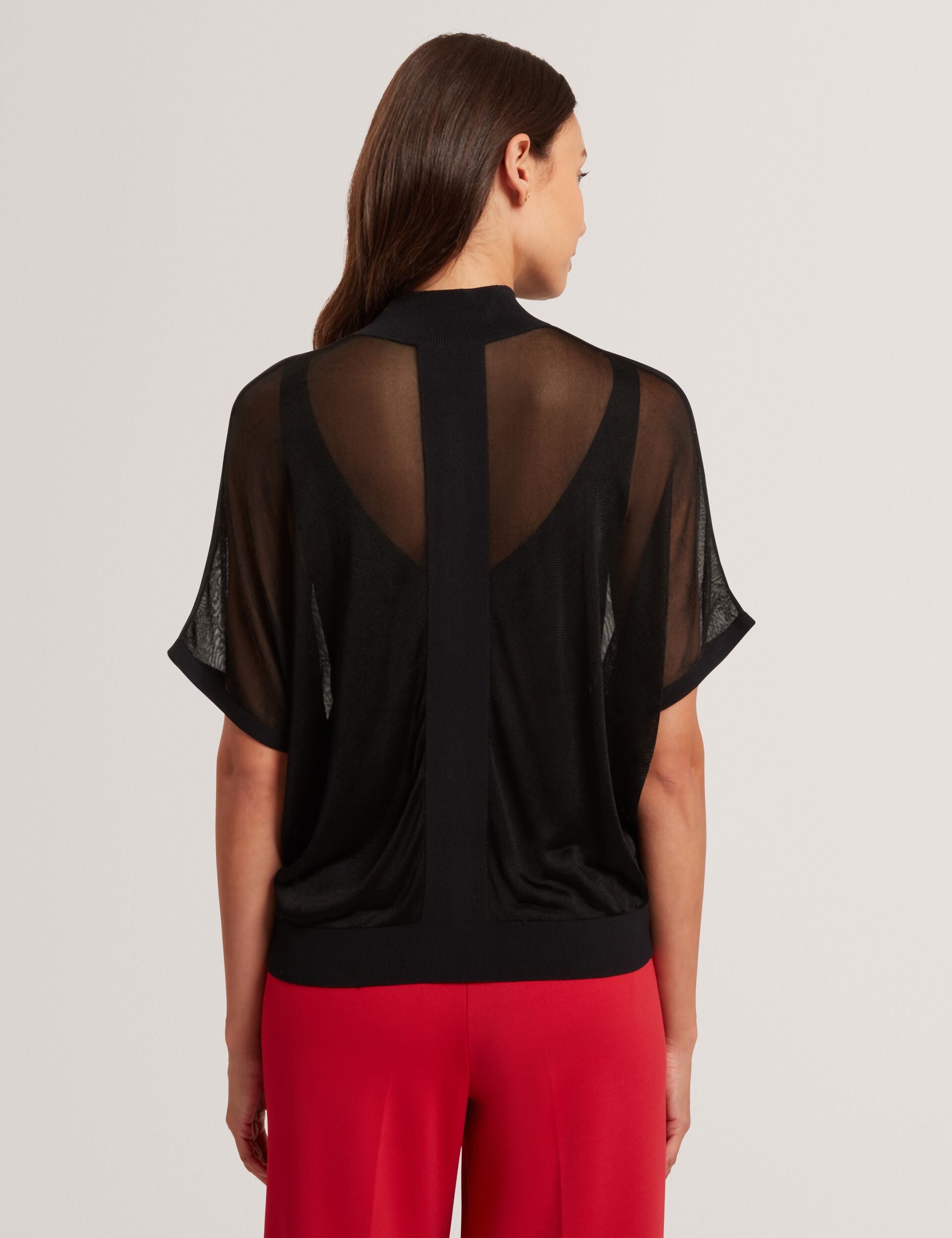 Ted Baker Ibissa Sheer Panel Knit Short Sleeve Top Women's