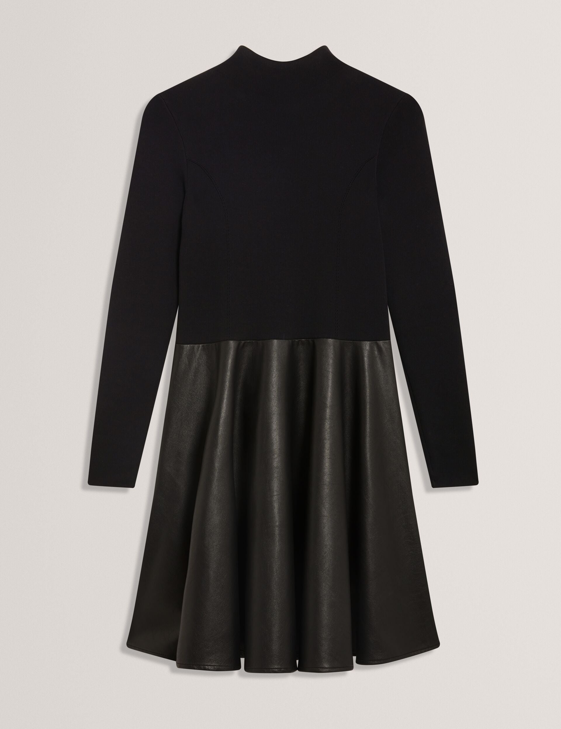 Ted Baker Milioa Knit Faux Leather Illusion Skater Dress Women's