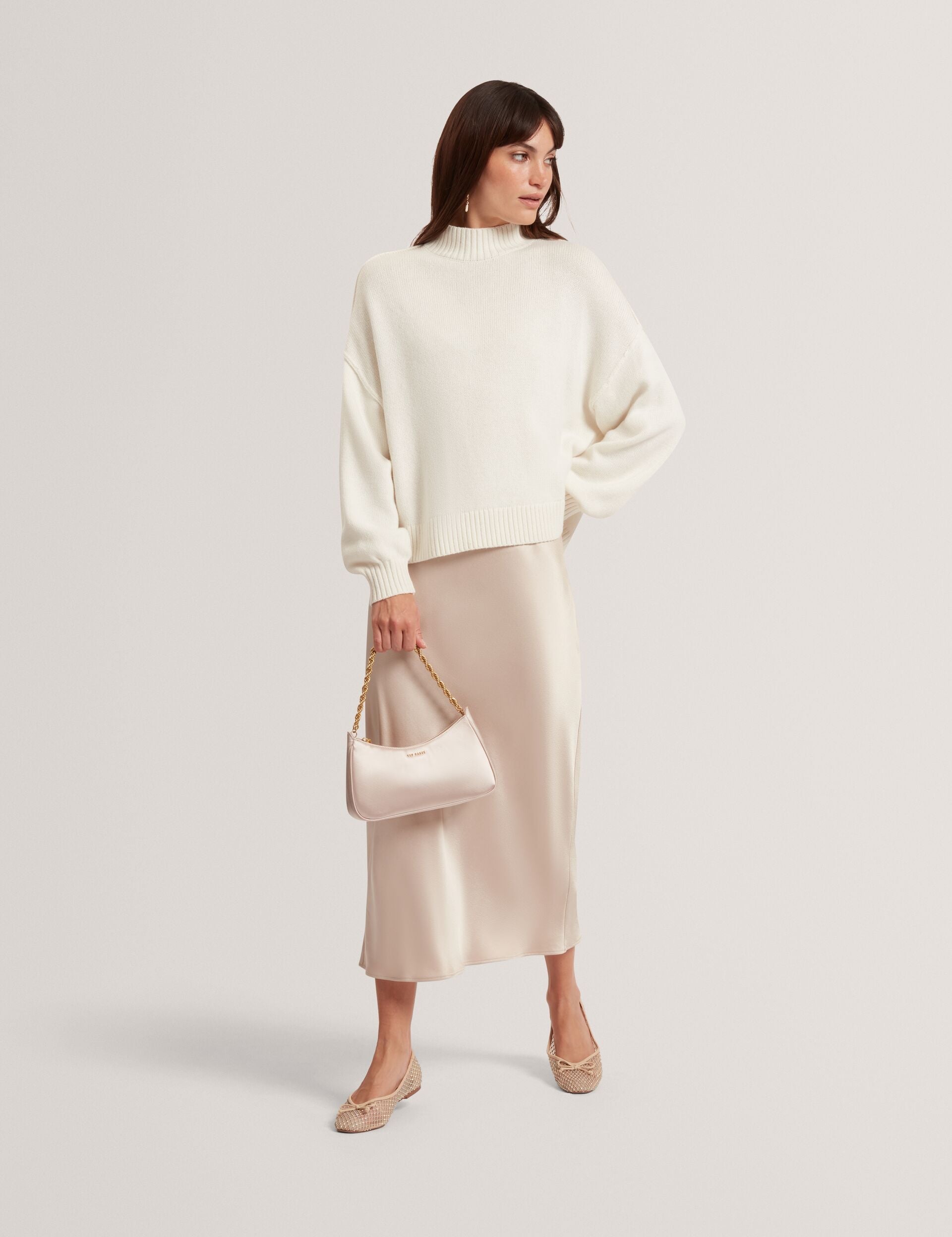 Ted Baker Harisa 2In1 Satin Slip Dress With Knit Jumper Women's
