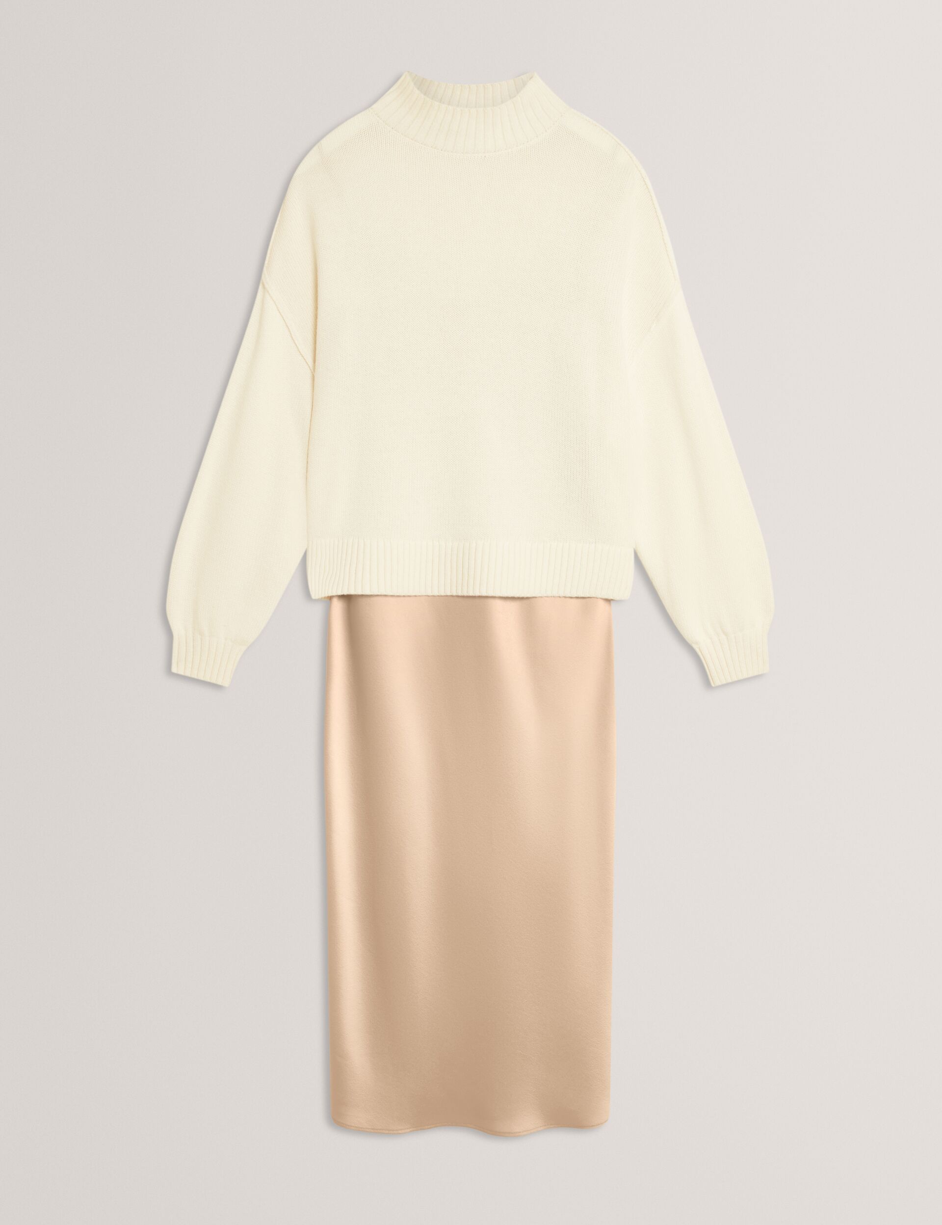 Ted Baker Harisa 2In1 Satin Slip Dress With Knit Jumper Women's
