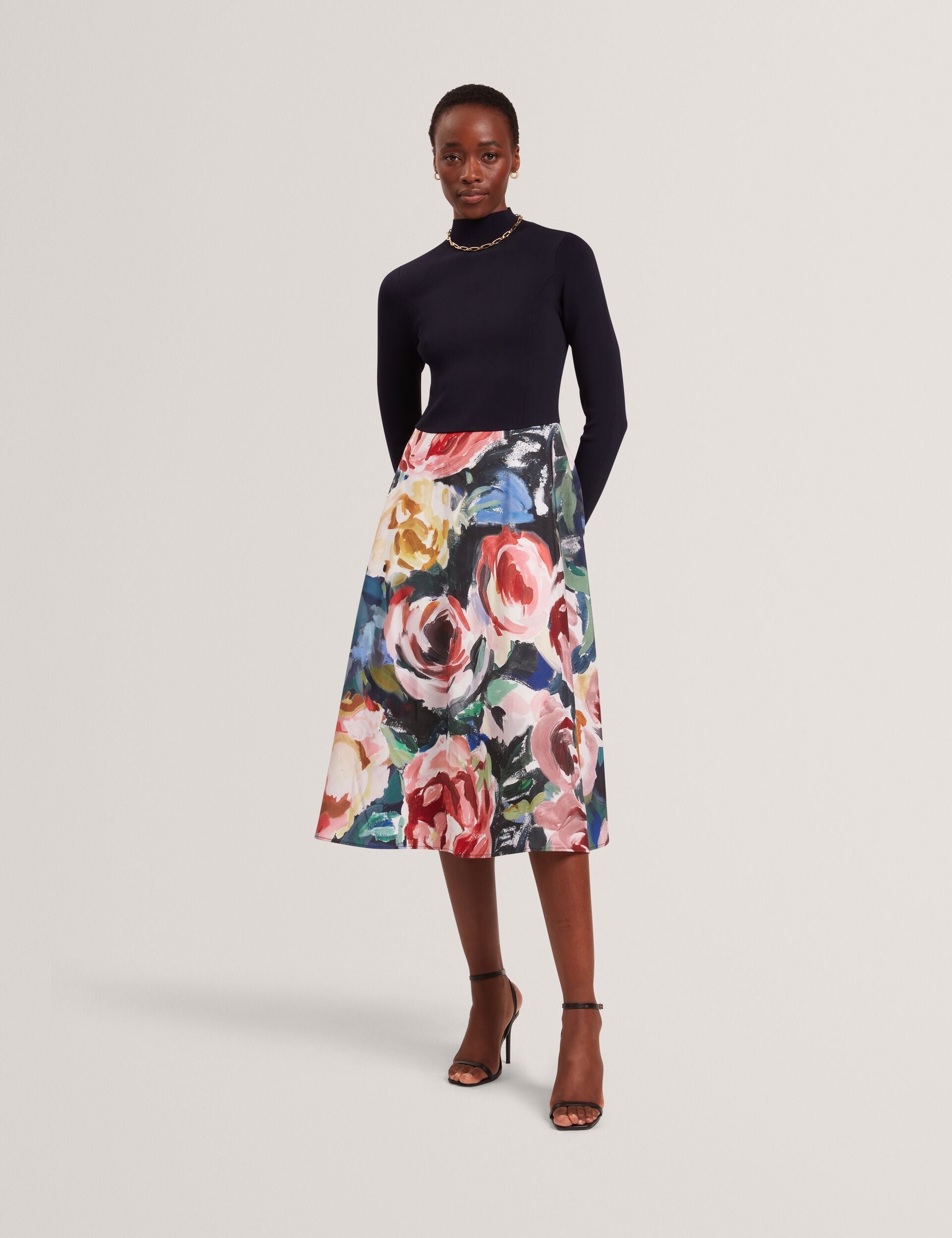 Ted Baker Patriia Rose Print Illusion Midi Dress Women's