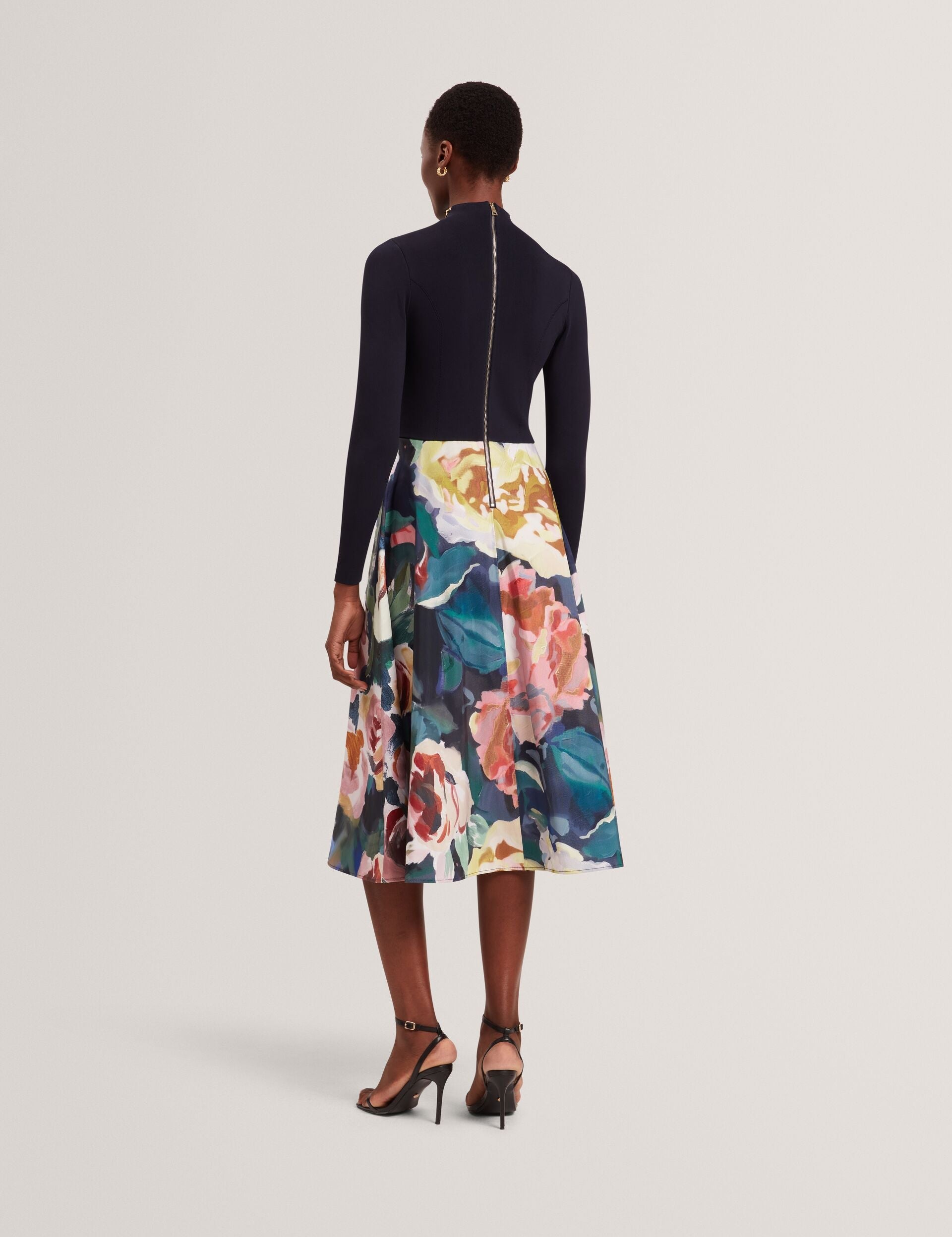 Ted Baker Patriia Rose Print Illusion Midi Dress Women's